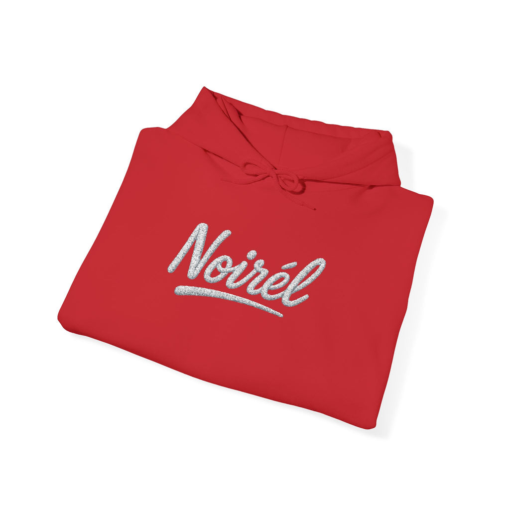 NOIRÉL Script Hoodie – Weiß gesticktes Logo