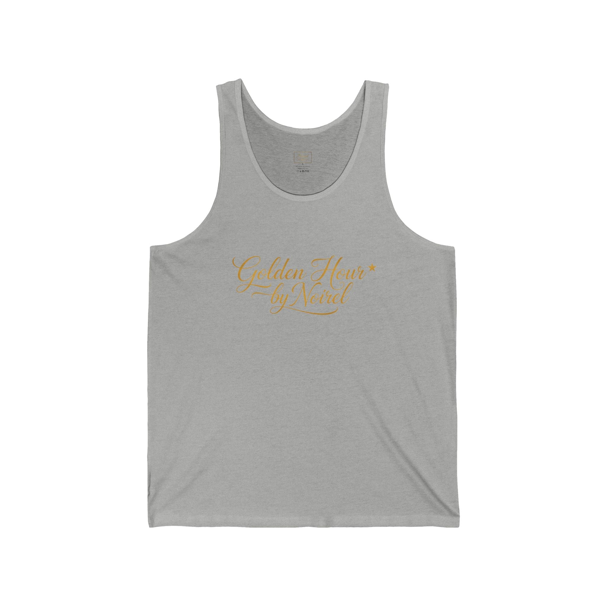 Golden Hour by Neverl Tank Top — Elegant Script Floral Logo Jersey Tank