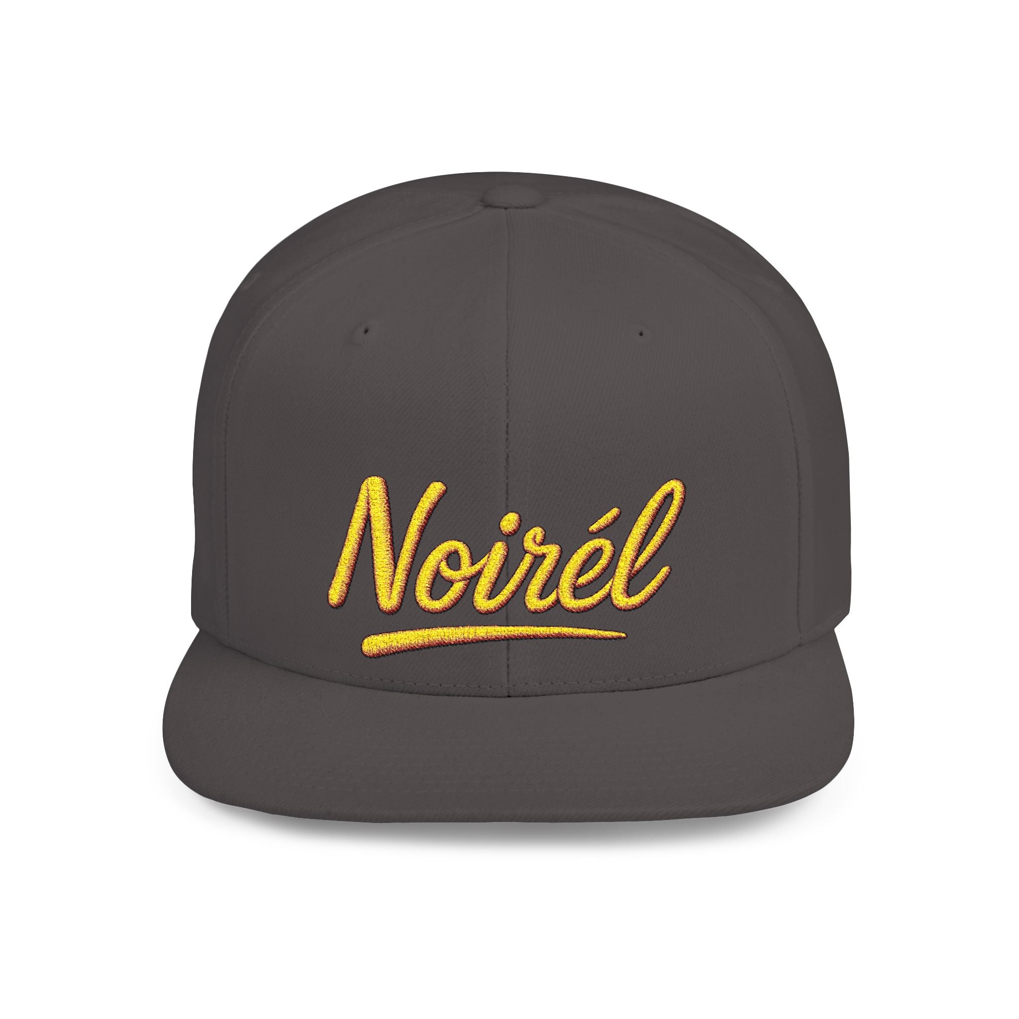 Snapback Hat — 'Noirél' Gold Script Embroidered Flat Bill Cap
