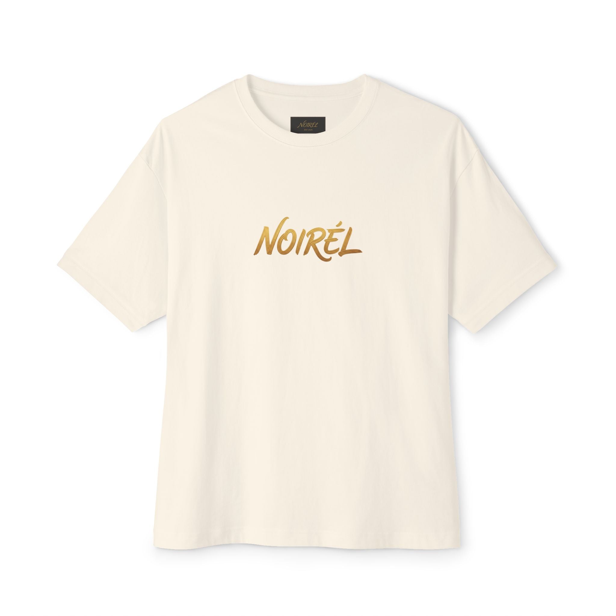 Timeless Rebellion Boxy Tee — "Noirél" Script White Oversized T‑Shirt