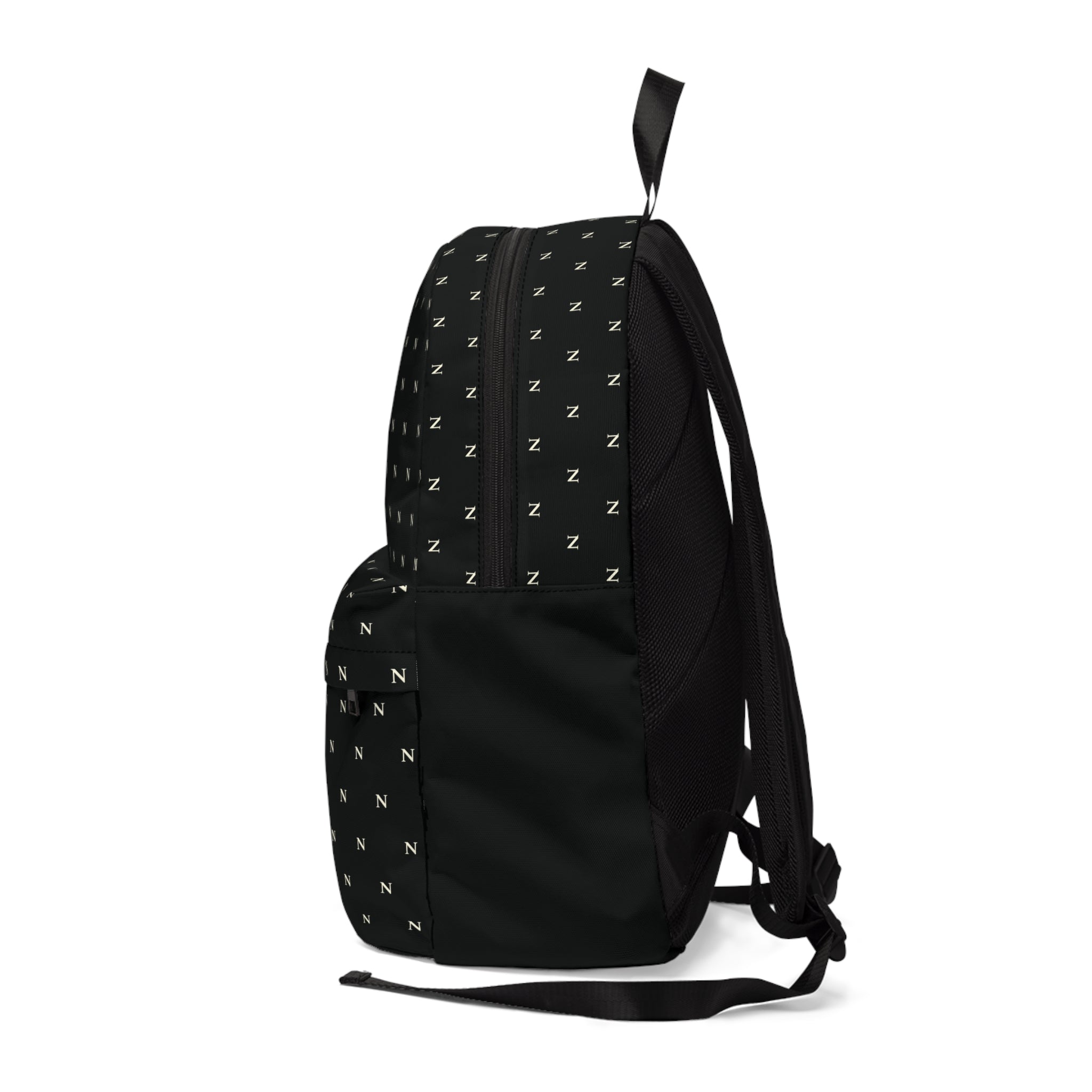 Noirel Monogram Backpack – Black Designer Logo Daypack