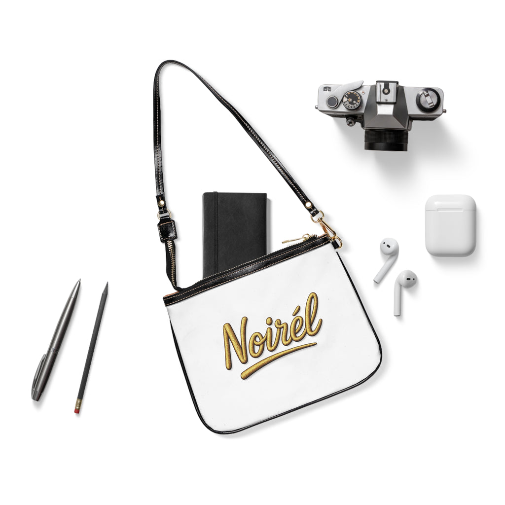 NOIRÉL Shoulder Bag – Gold Script Print