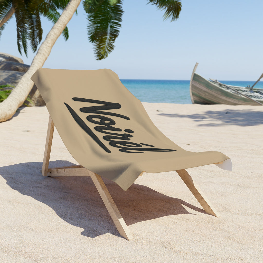 NOIRÉL Script Beach Towel – Premium Beach Towel with Black Script Logo