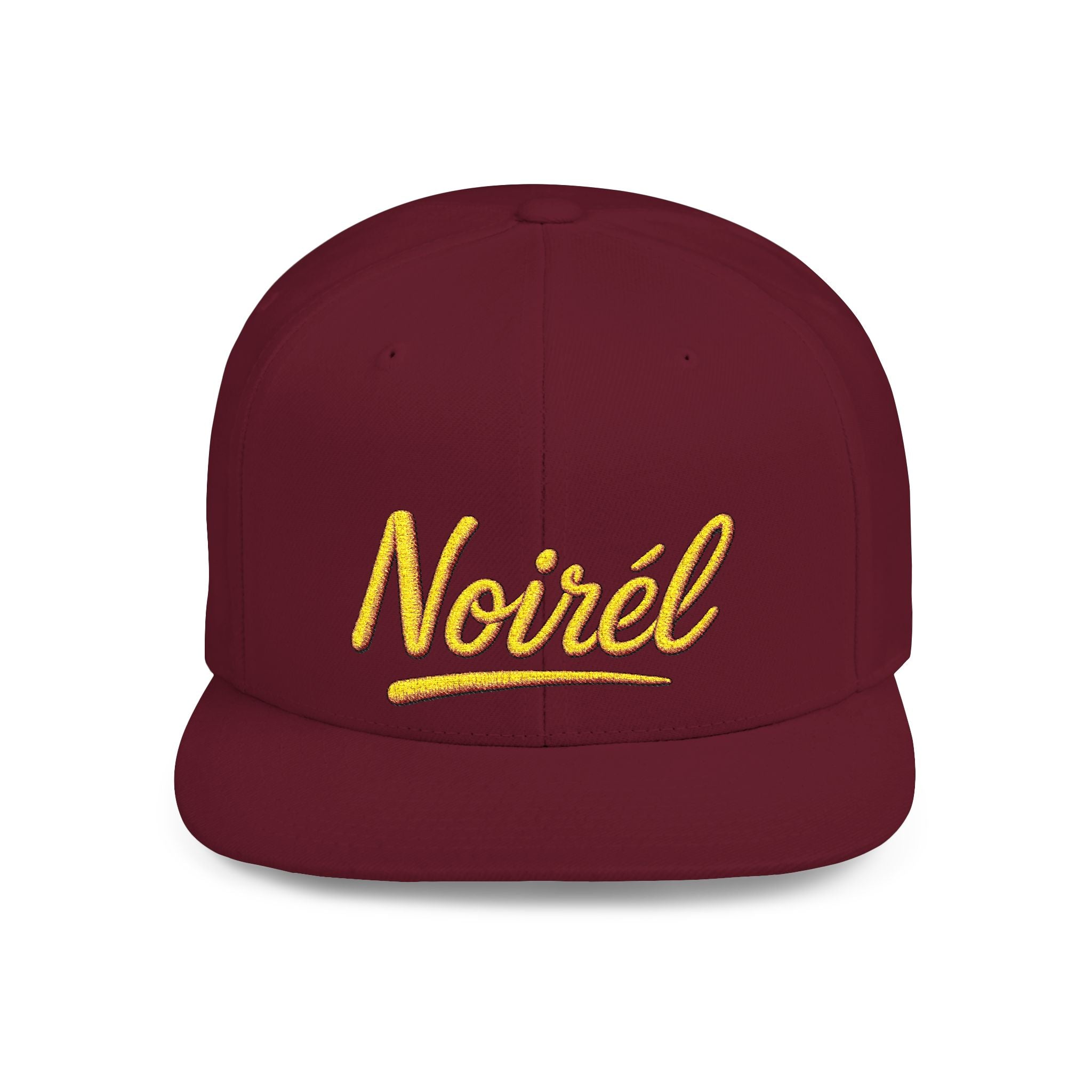 Snapback Hat — 'Noirél' Gold Script Embroidered Flat Bill Cap