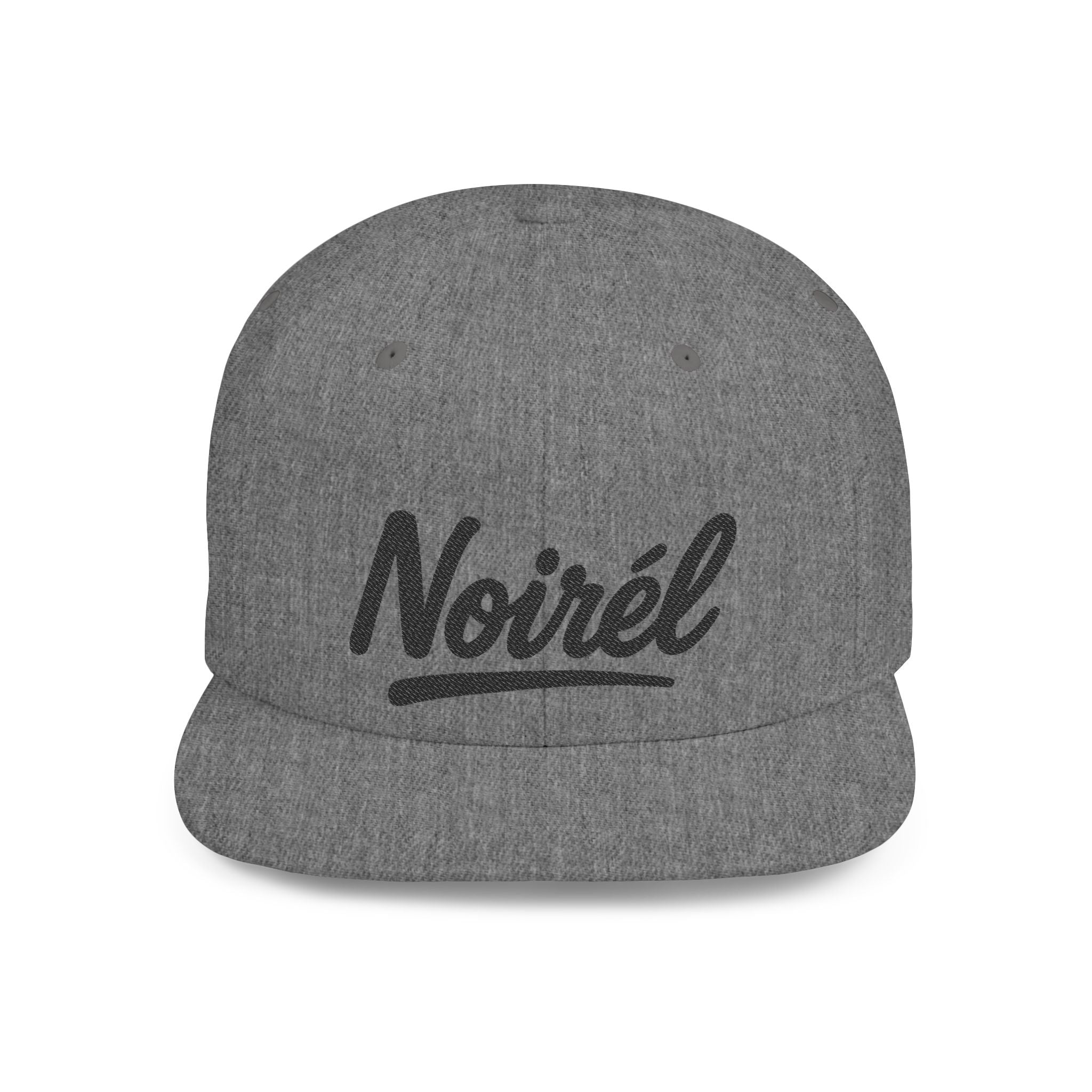 Snapback Hat — 'Noirél' Script Flat Bill Cap, Casual Streetwear Hat