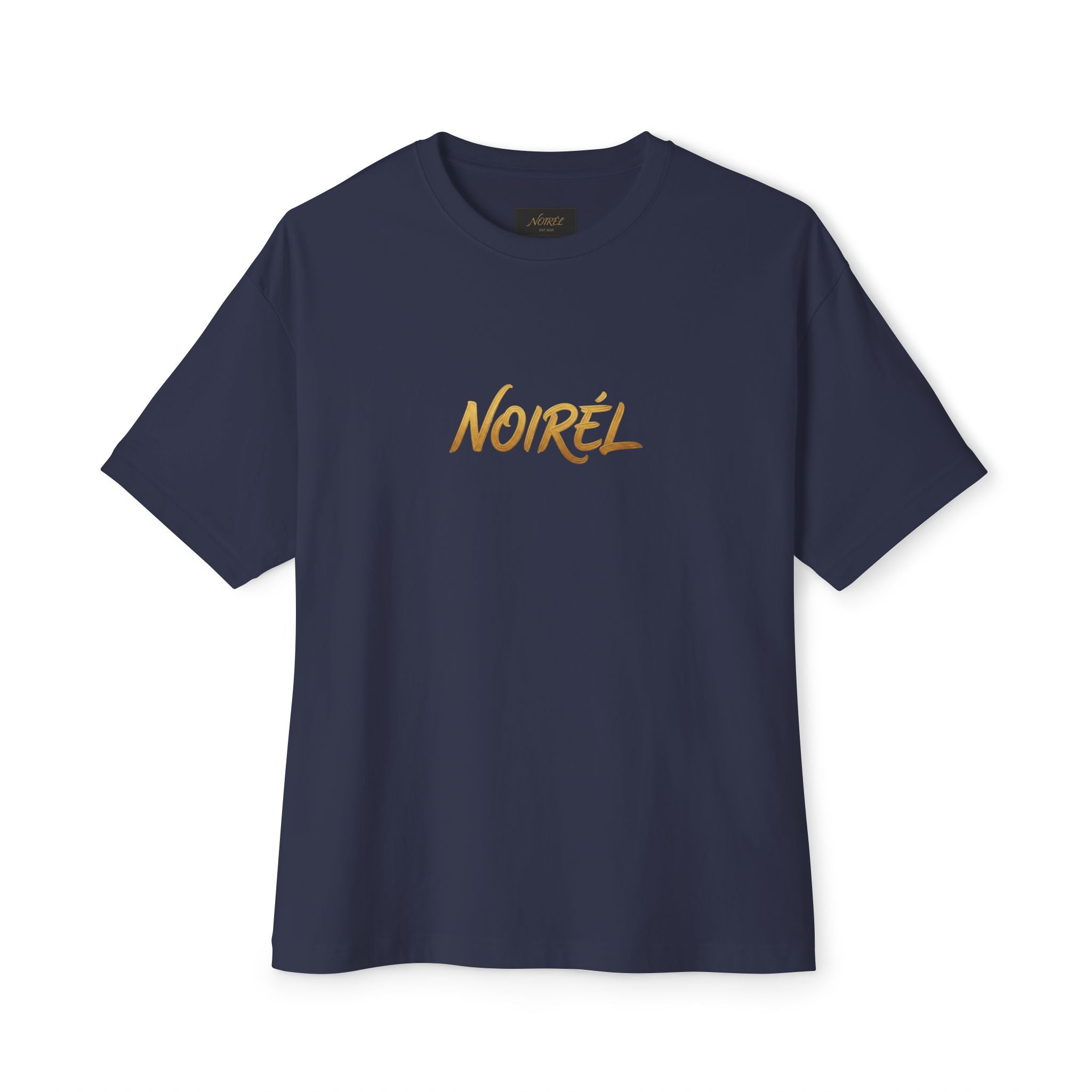 Timeless Rebellion Boxy Tee — "Noirél" Script White Oversized T‑Shirt