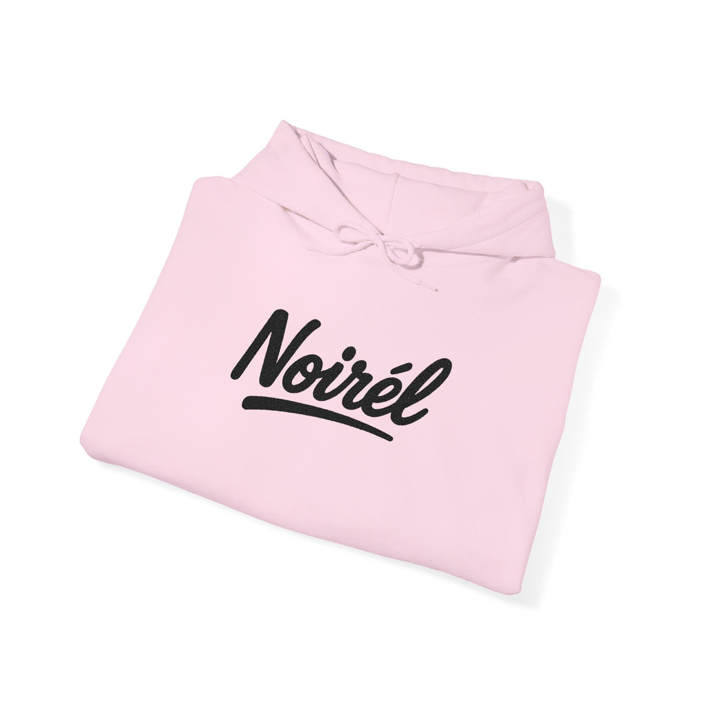 NOIRÉL Script Hoodie – Schwarz gesticktes Logo