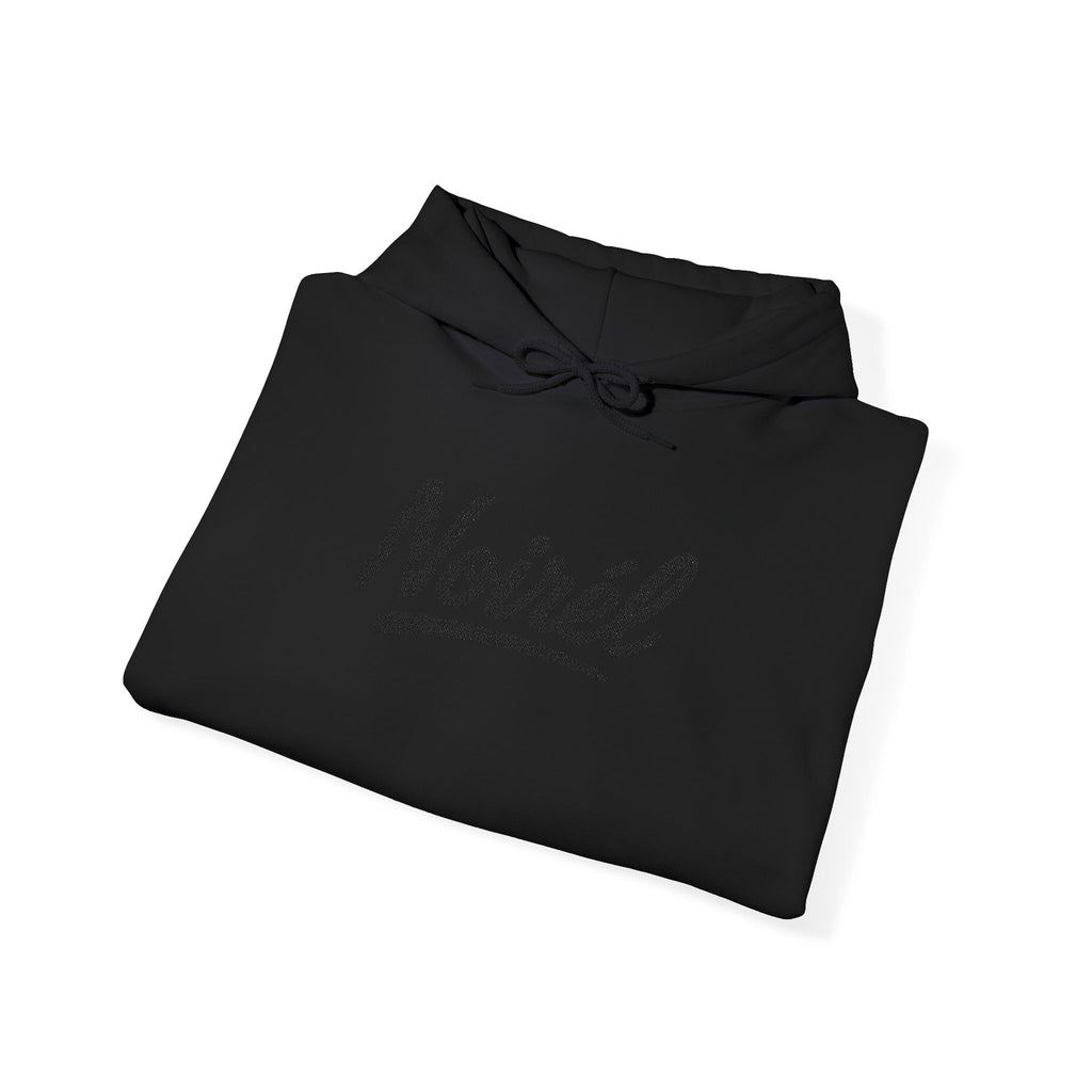 NOIRÉL Script Hoodie – Schwarz gesticktes Logo