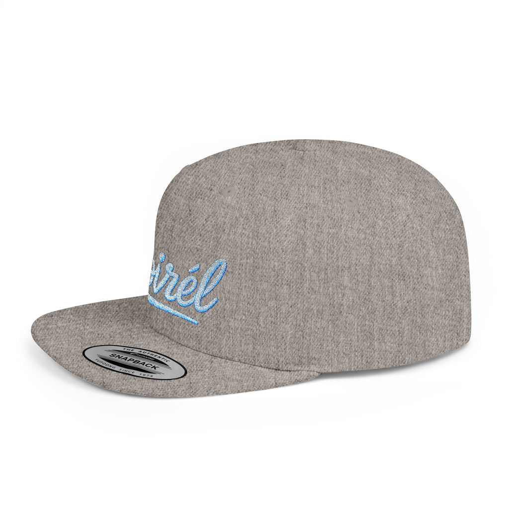 Snapback Hat — “Noiréel” Blue Glitter Script Flat-Bill Cap 