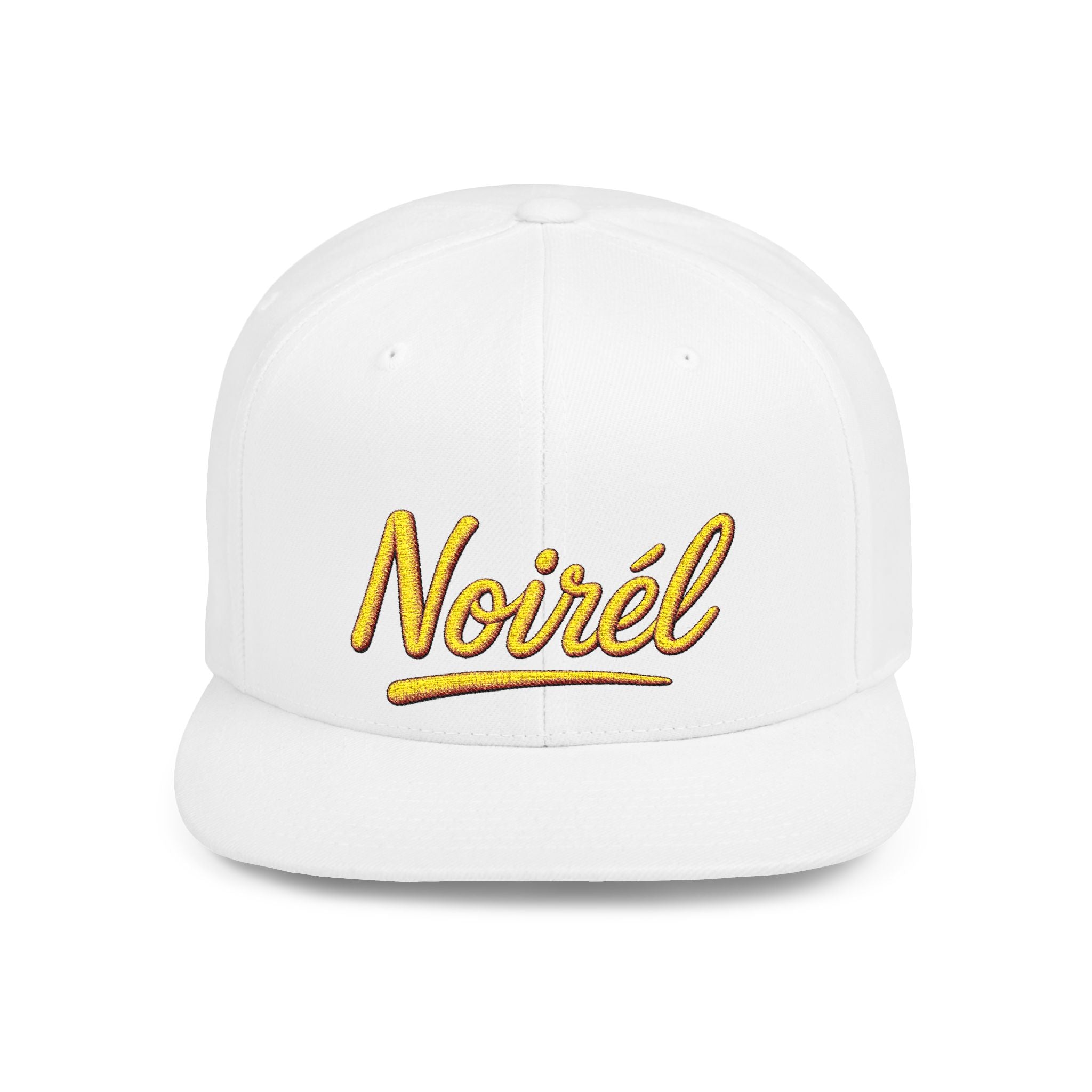 Snapback Hat — 'Noirél' Gold Script Embroidered Flat Bill Cap