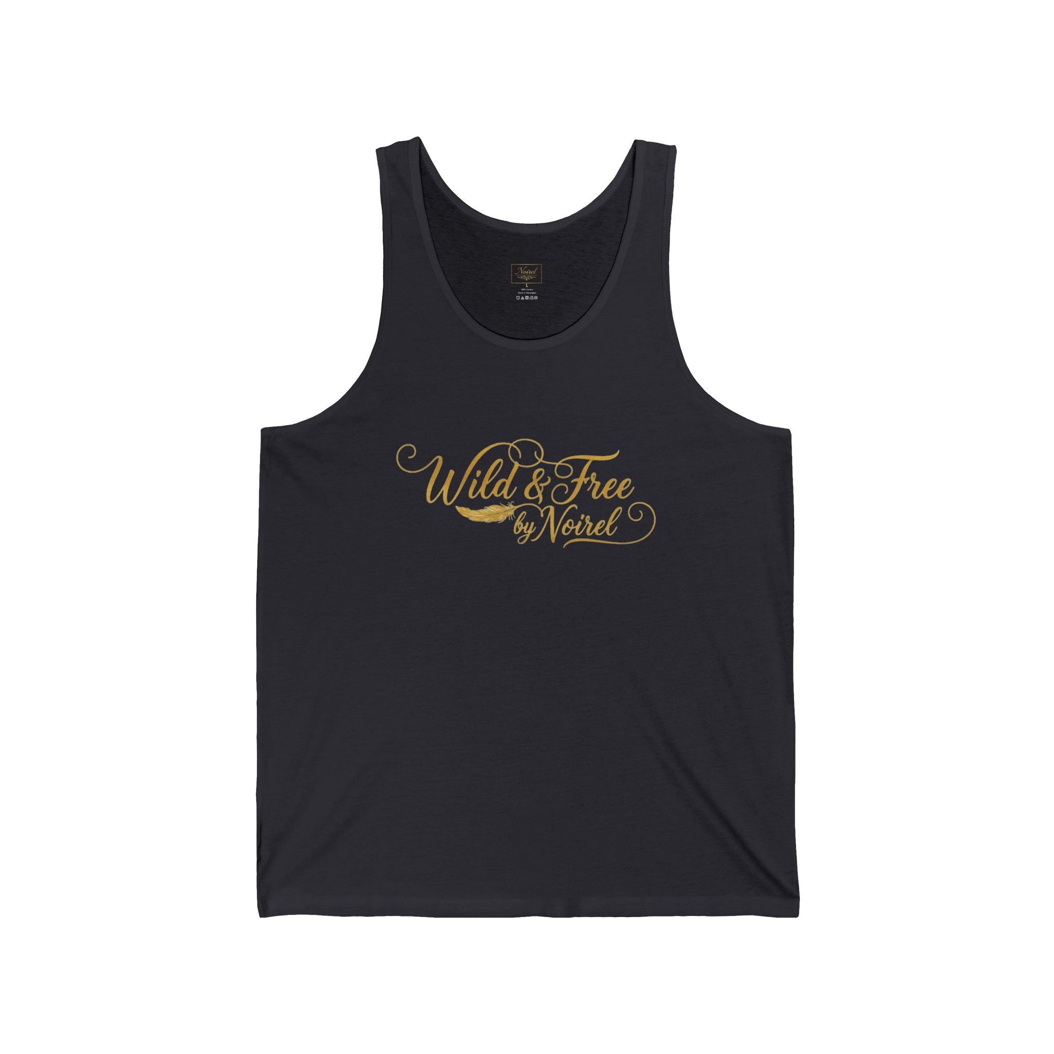Tank Top — "Wild & Free by Nature" Gold Script Summer Tank