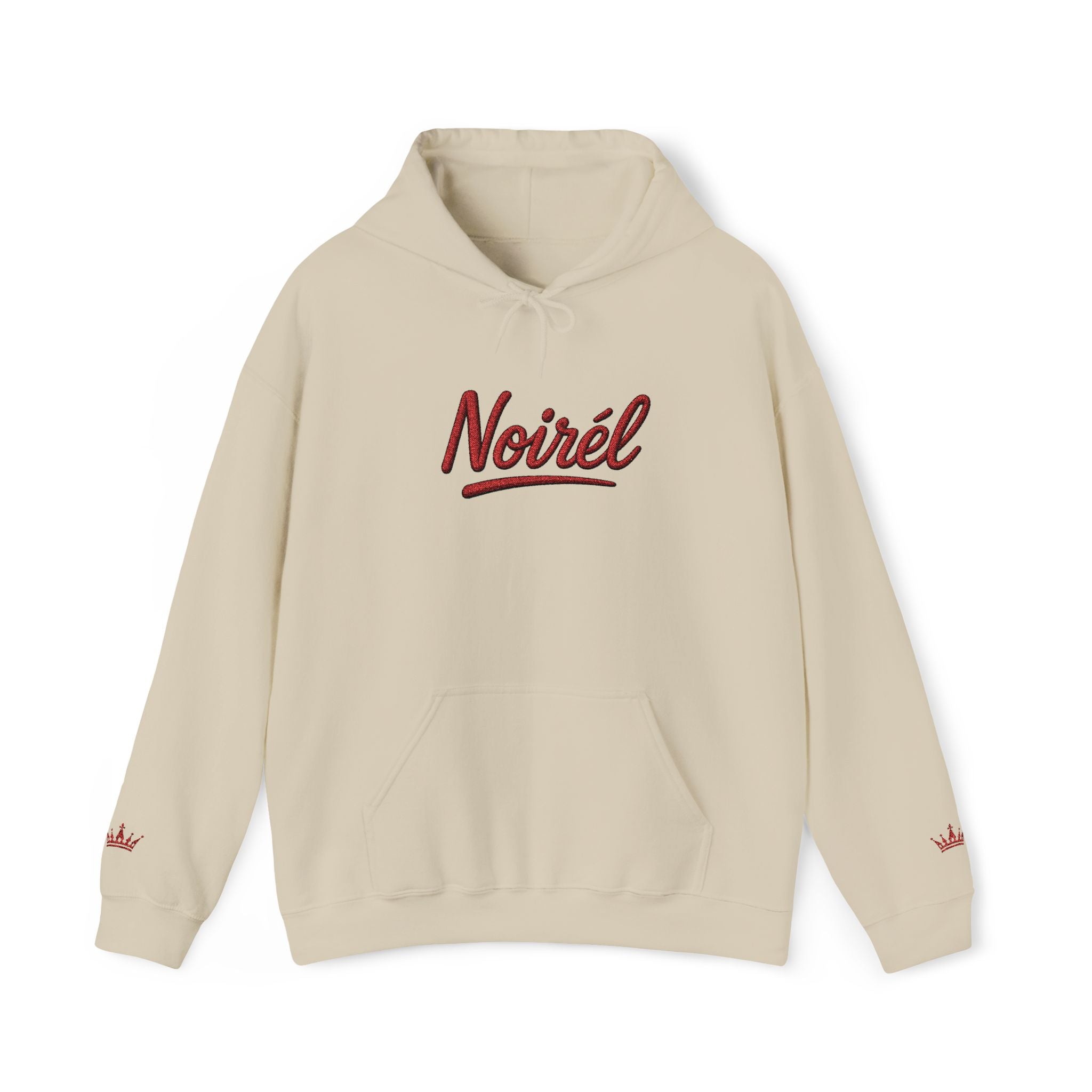 NOIRÉL Script Hoodie – Rot gesticktes Logo