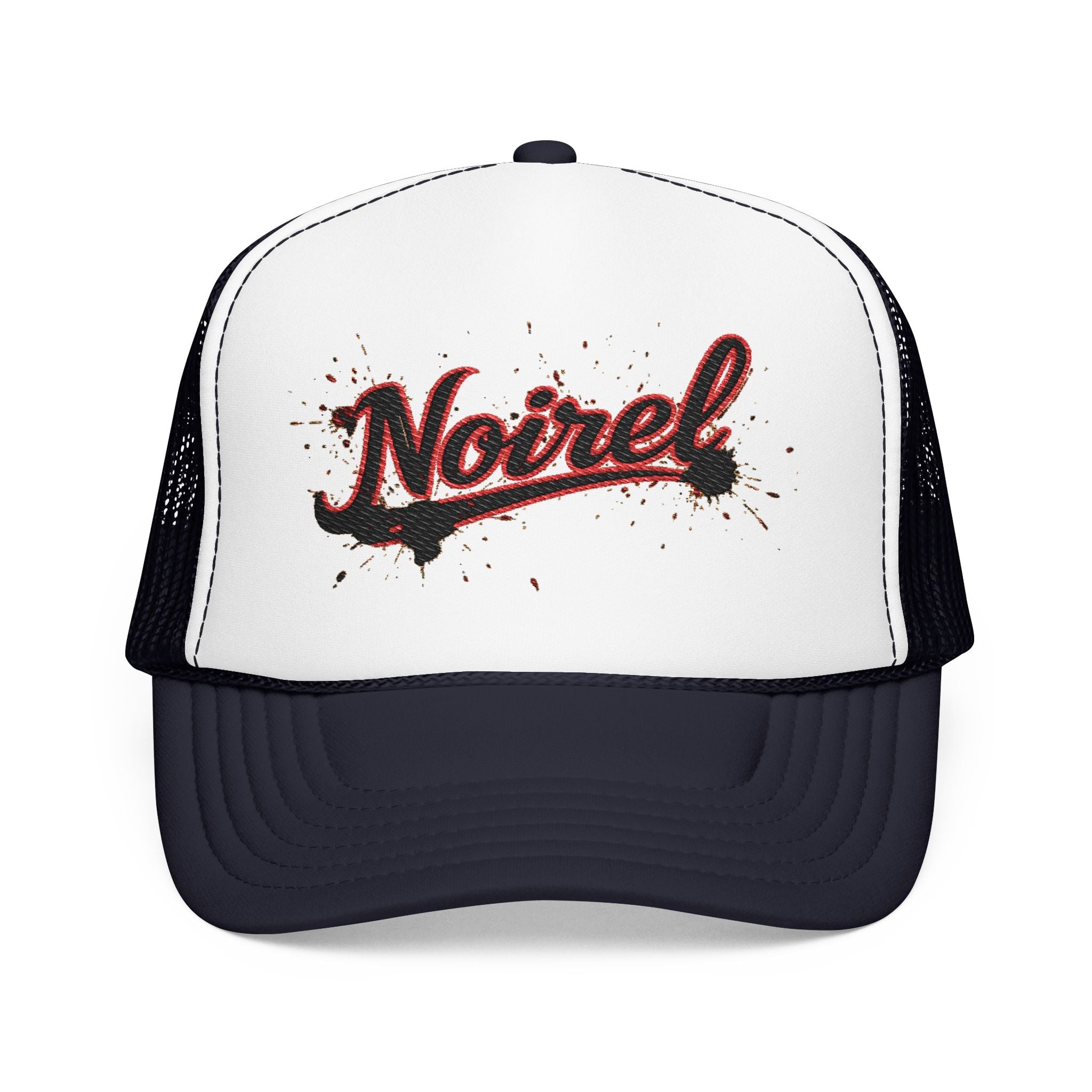 Noiriel Trucker Hat – Retro Script Logo Foam Mesh Cap