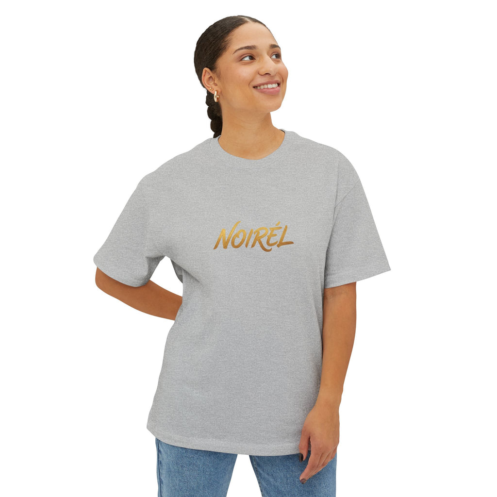 Timeless Rebellion Boxy Tee — "Noirél" Script White Oversized T‑Shirt