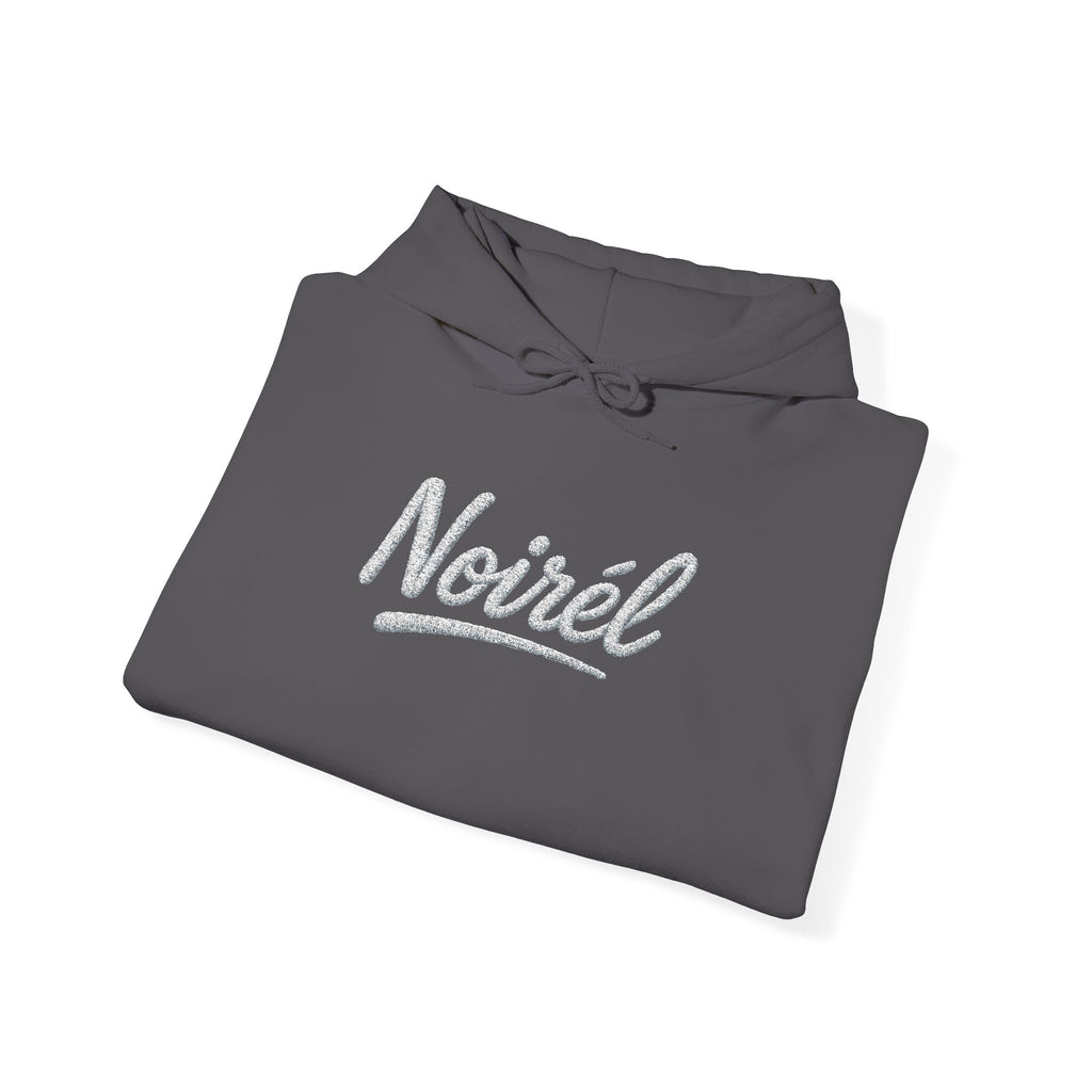NOIRÉL Script Hoodie – Weiß gesticktes Logo