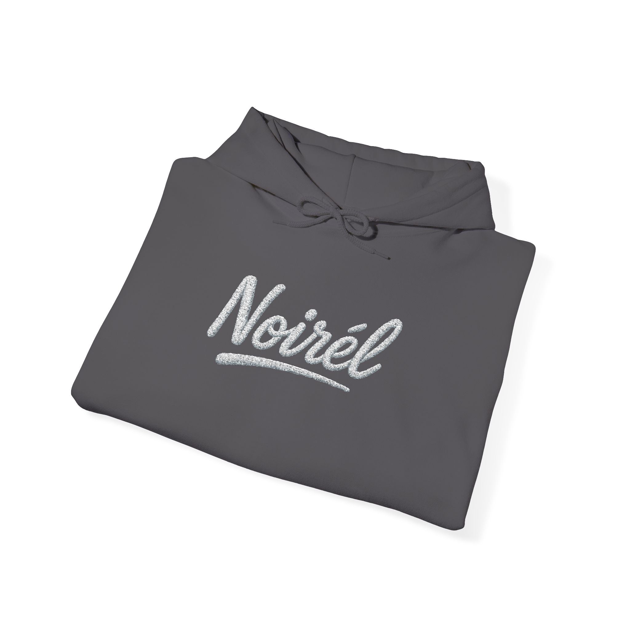 NOIRÉL Script Hoodie – Weiß gesticktes Logo