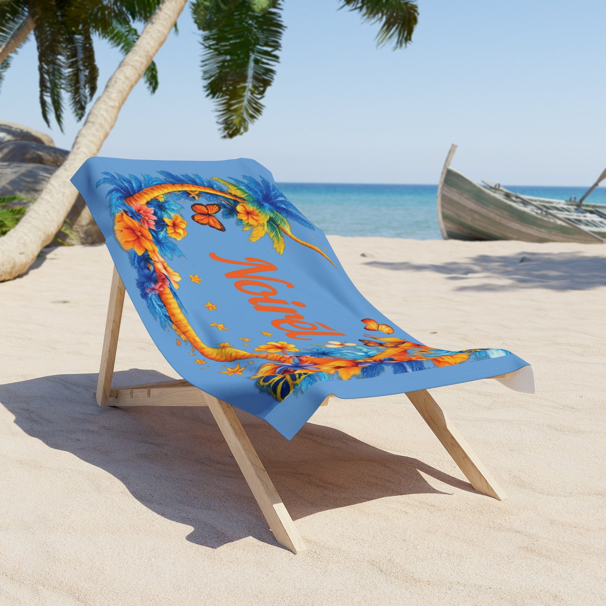 NOIRÉL Beach Towel – Blue Hibiscus