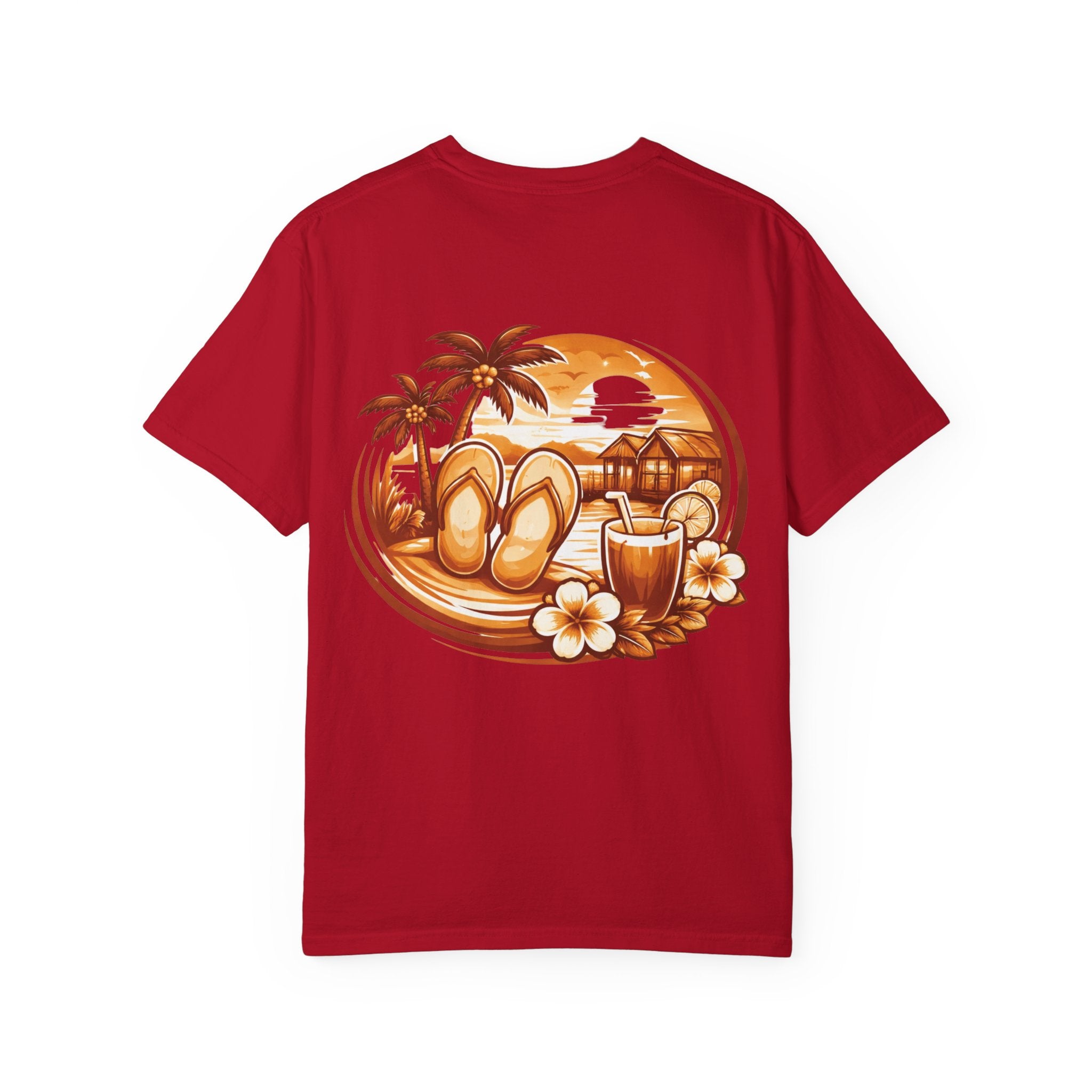 NOIRÉL Red T-Shirt – Script Front & Sunset Back Print