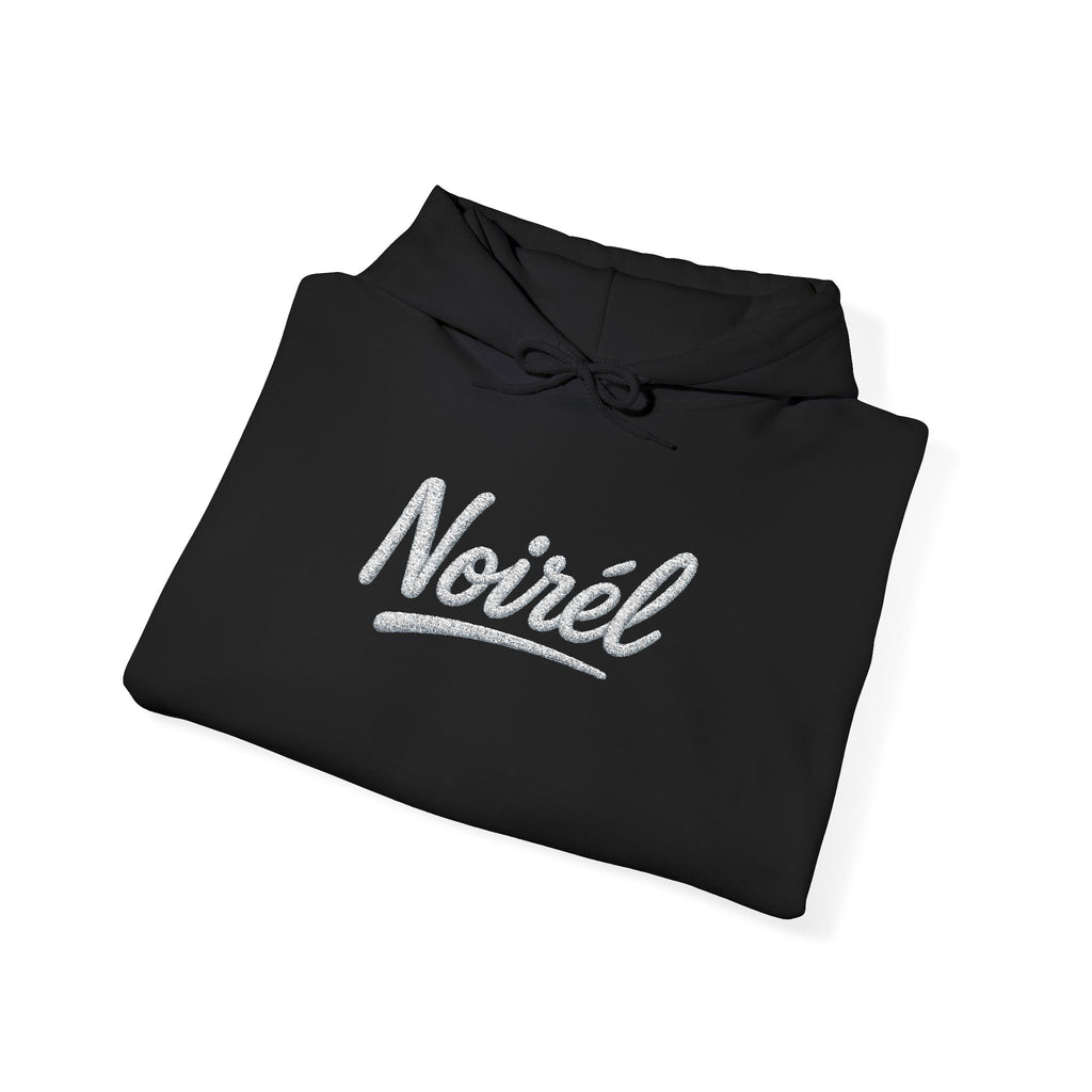 NOIRÉL Script Hoodie – Weiß gesticktes Logo