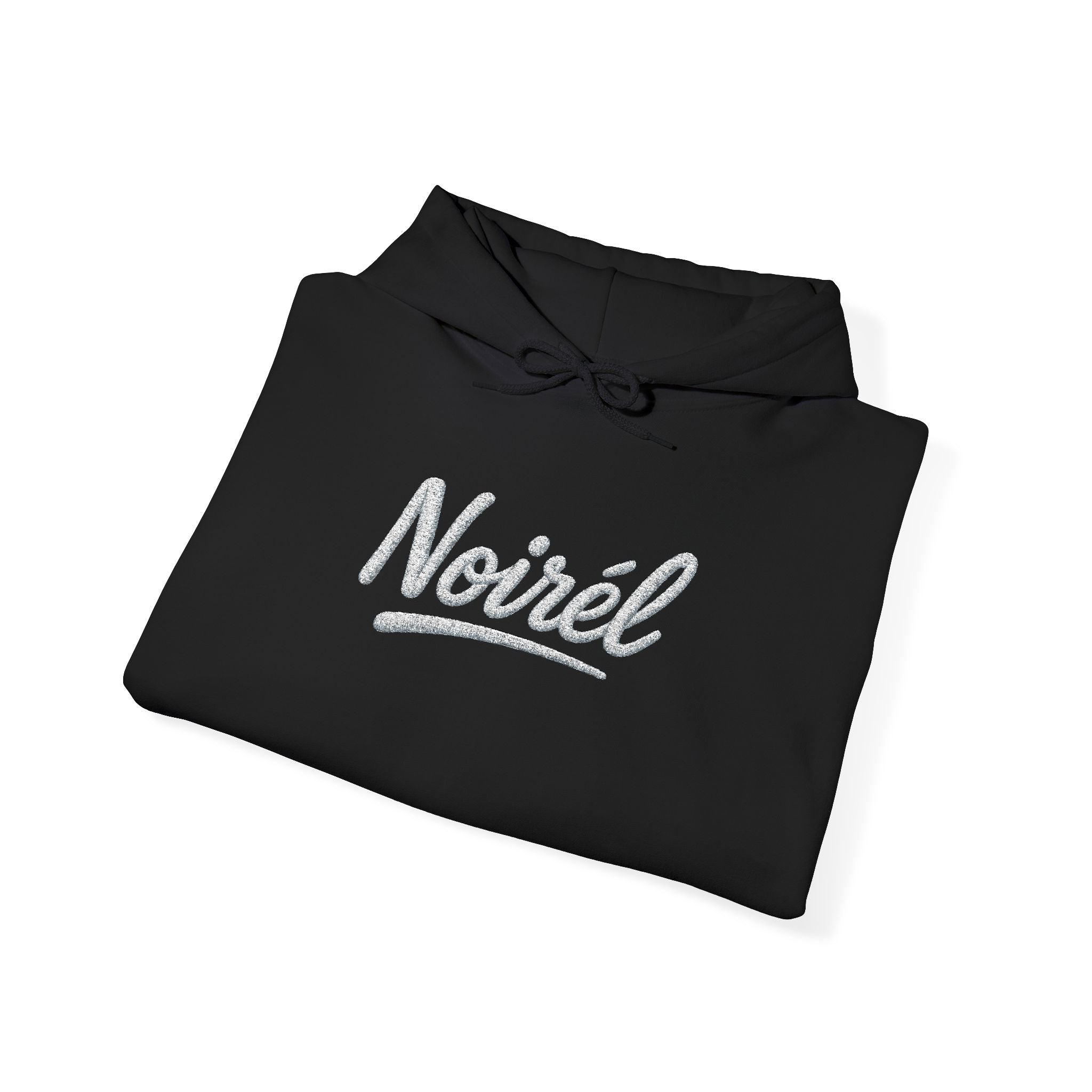 NOIRÉL Script Hoodie – Weiß gesticktes Logo