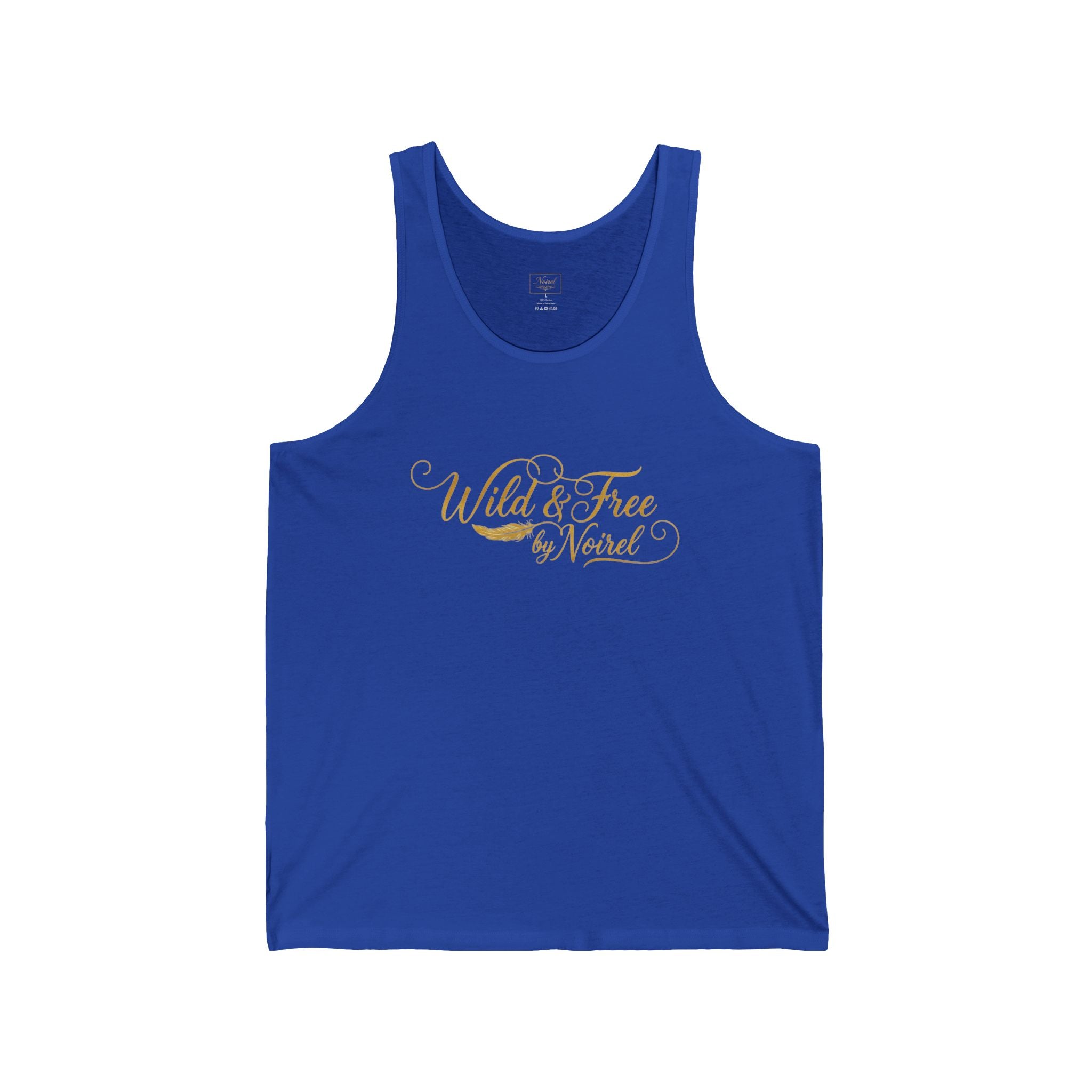 Tank Top — "Wild & Free by Nature" Gold Script Summer Tank