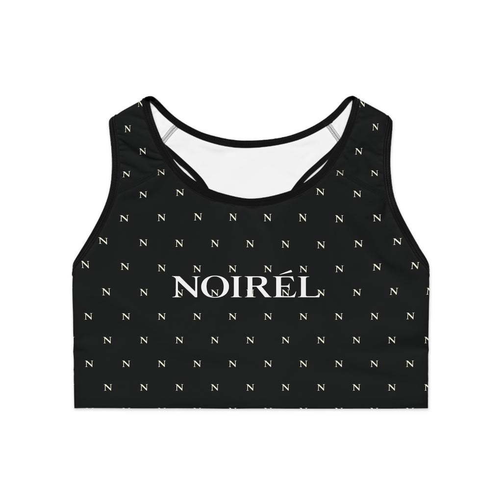 Noirel Monogram Sports Bra — Black Luxe Athletic Crop