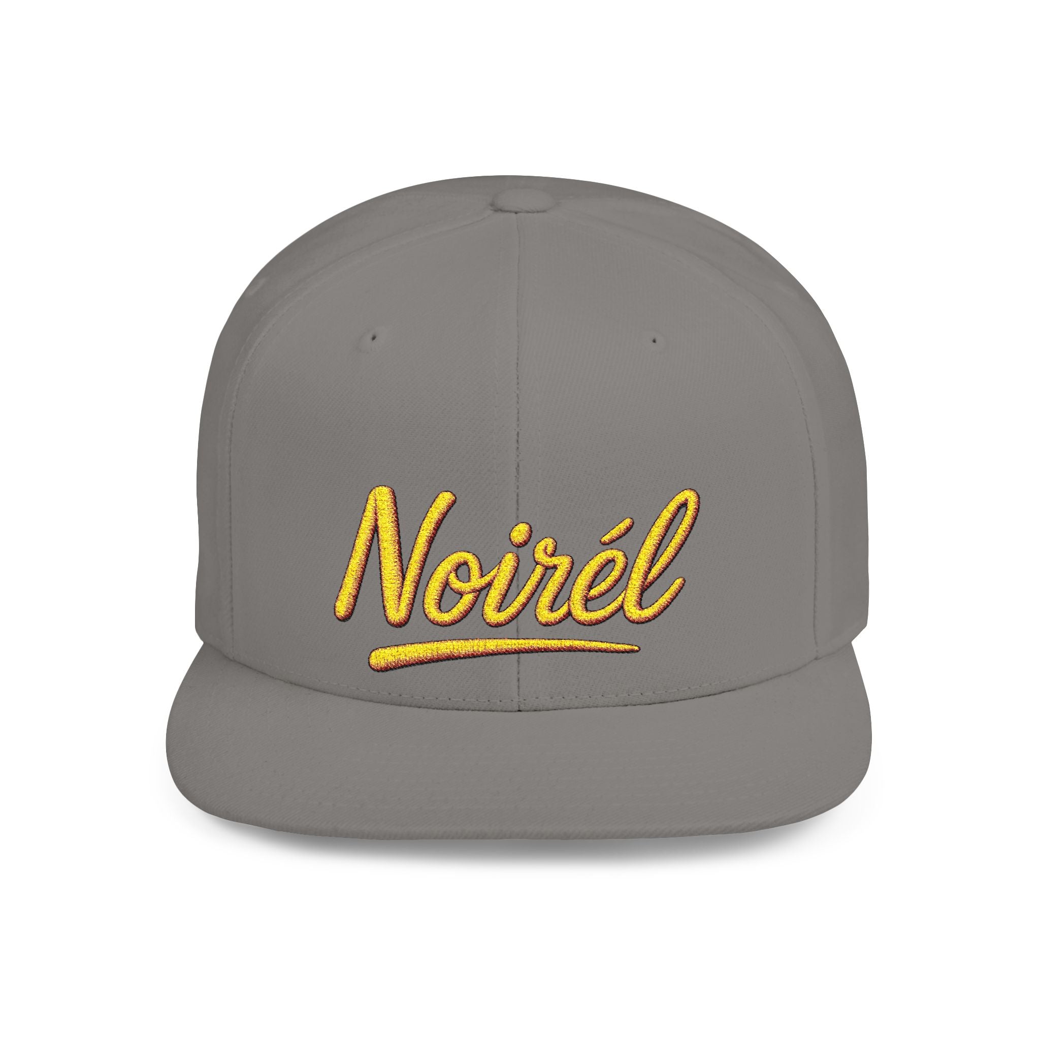 Snapback Hat — 'Noirél' Gold Script Embroidered Flat Bill Cap
