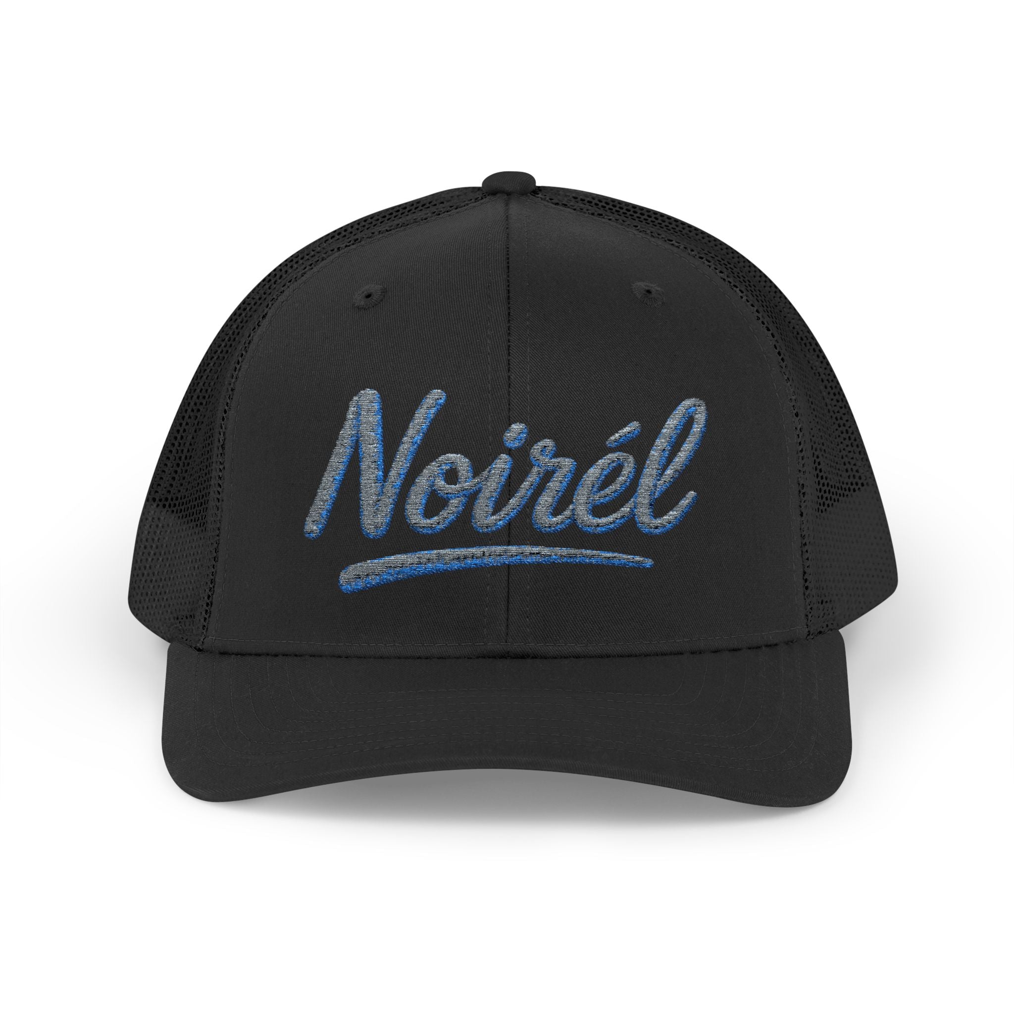 Noirél Script Trucker Cap — Sparkle Embroidered Snapback Hat