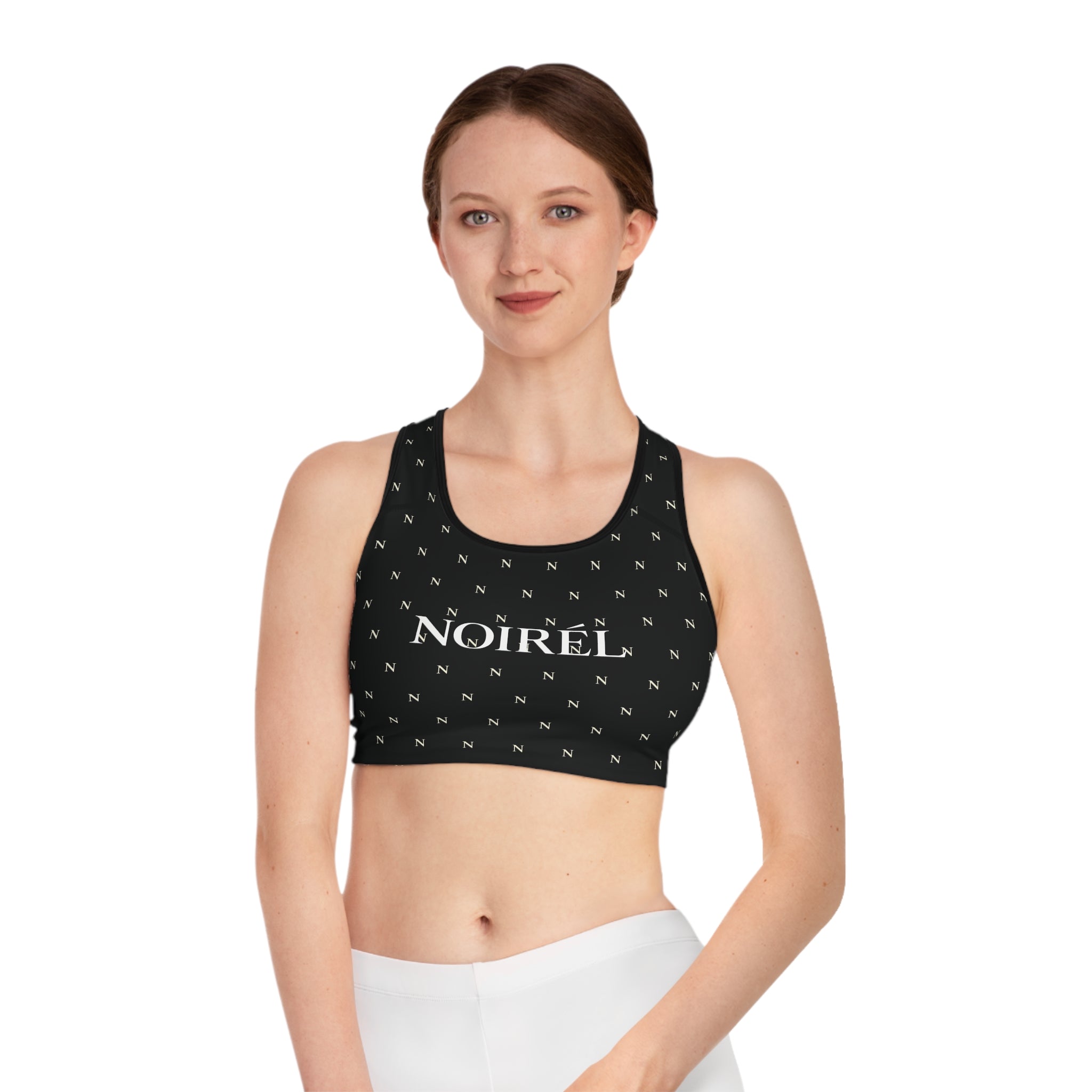 NOIRÉL Sports Bra – White & Black All Over