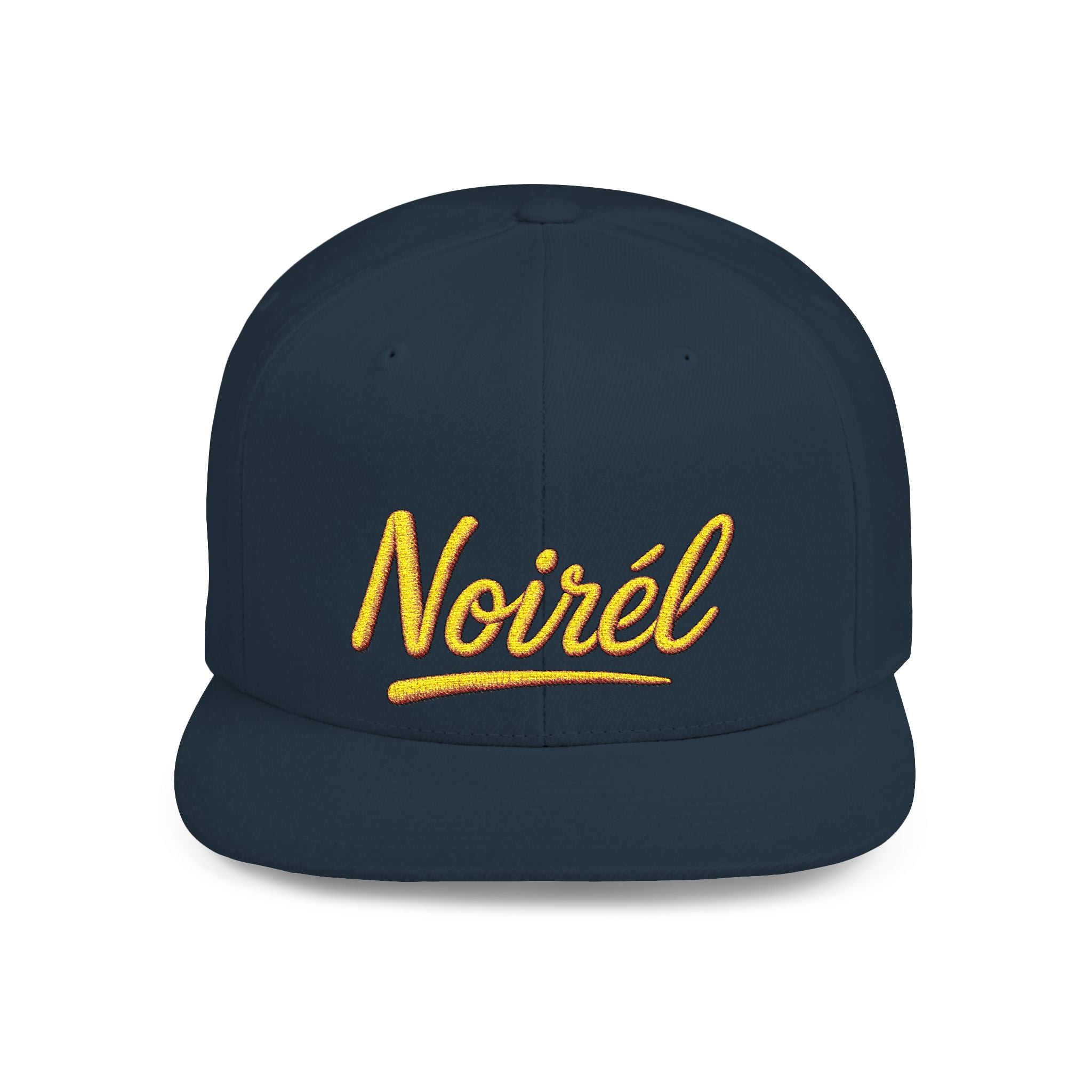 Snapback Hat — 'Noirél' Gold Script Embroidered Flat Bill Cap