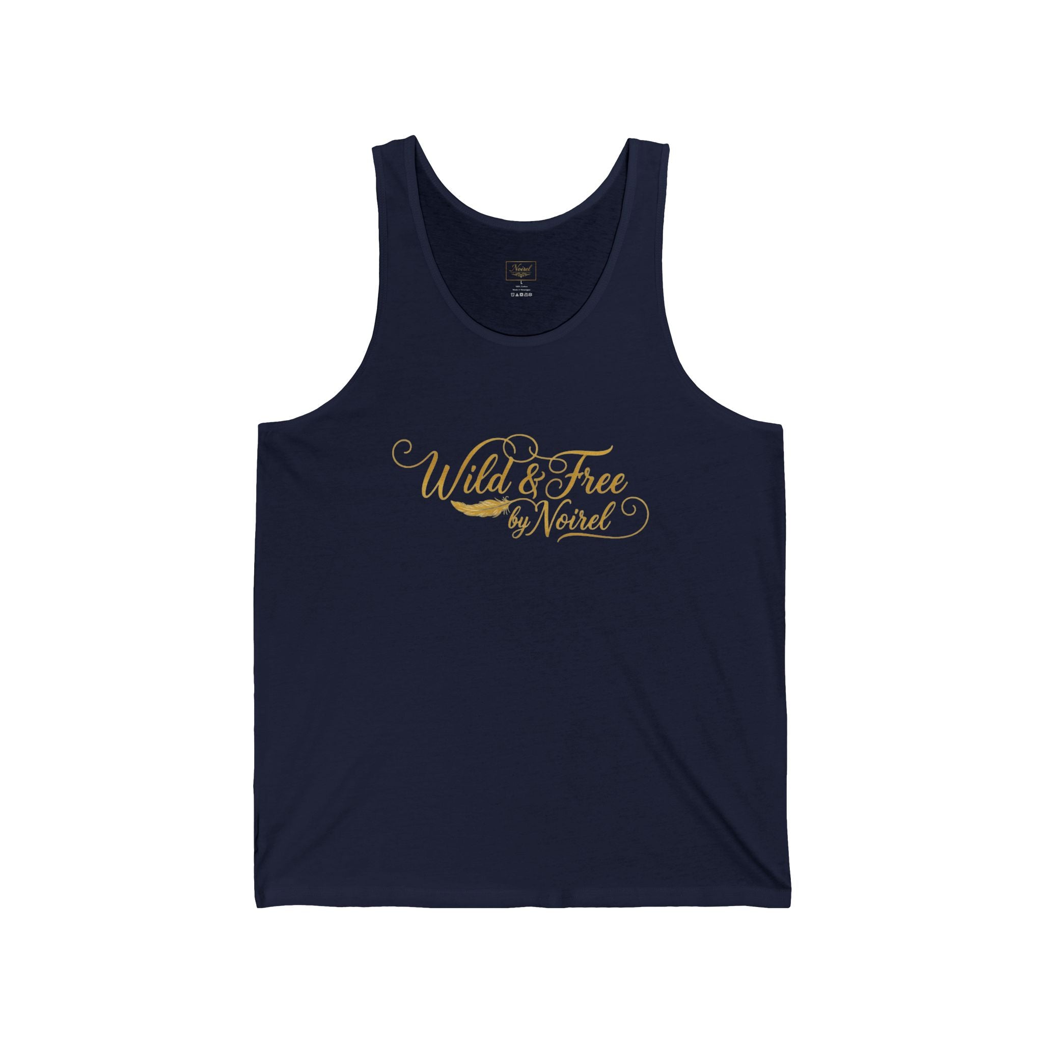 Tank Top — "Wild & Free by Nature" Gold Script Summer Tank