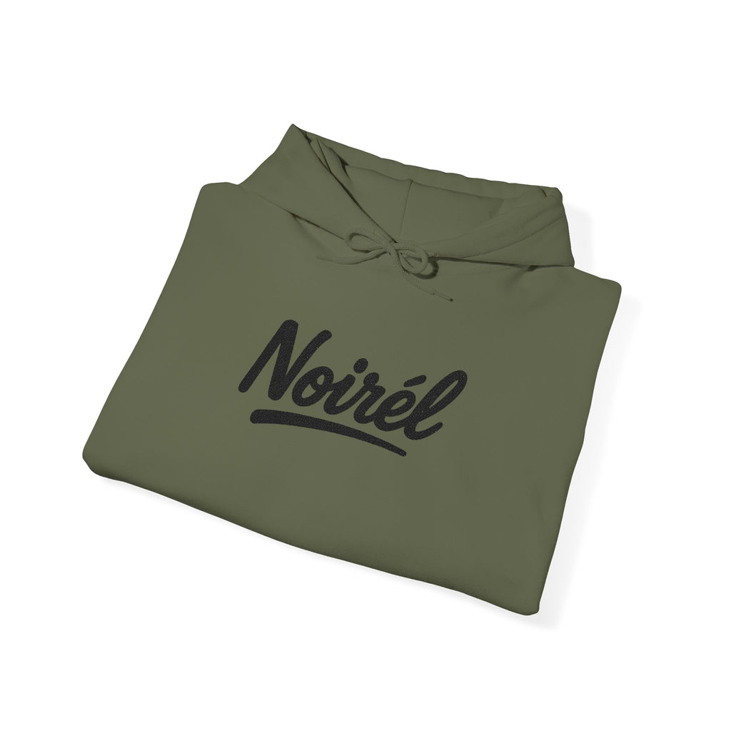 NOIRÉL Script Hoodie – Schwarz gesticktes Logo