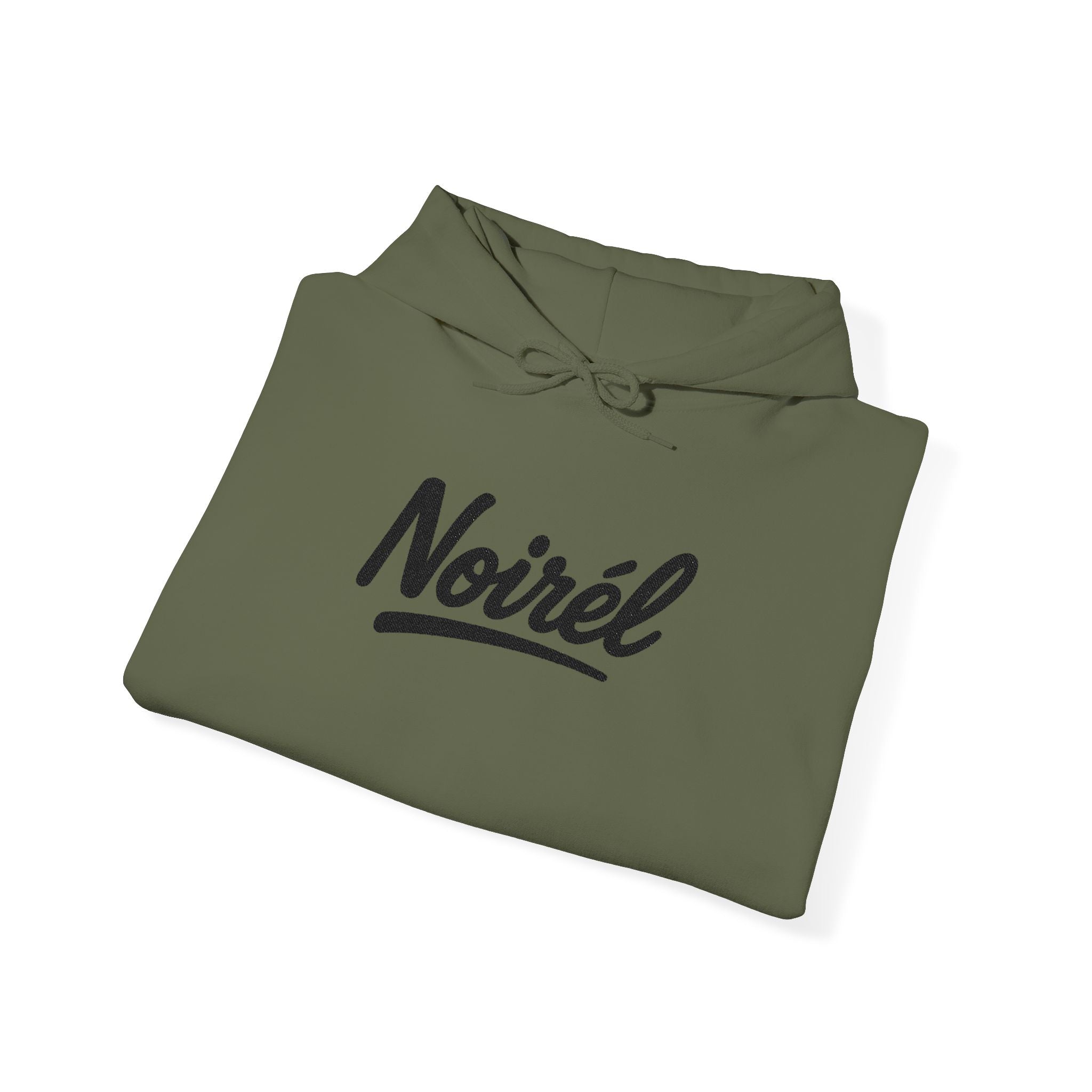 NOIRÉL Script Hoodie – Schwarz gesticktes Logo