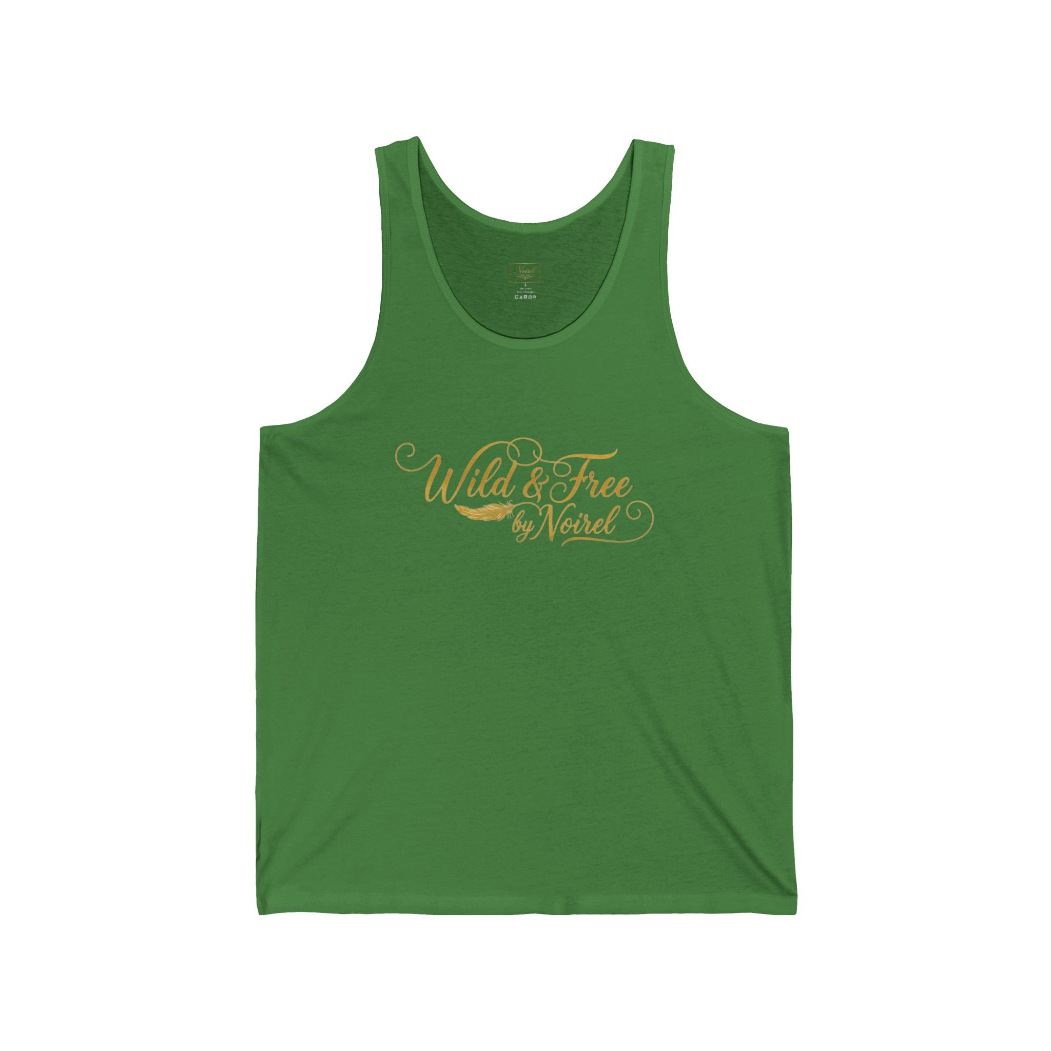 Tank Top — "Wild & Free by Nature" Gold Script Summer Tank