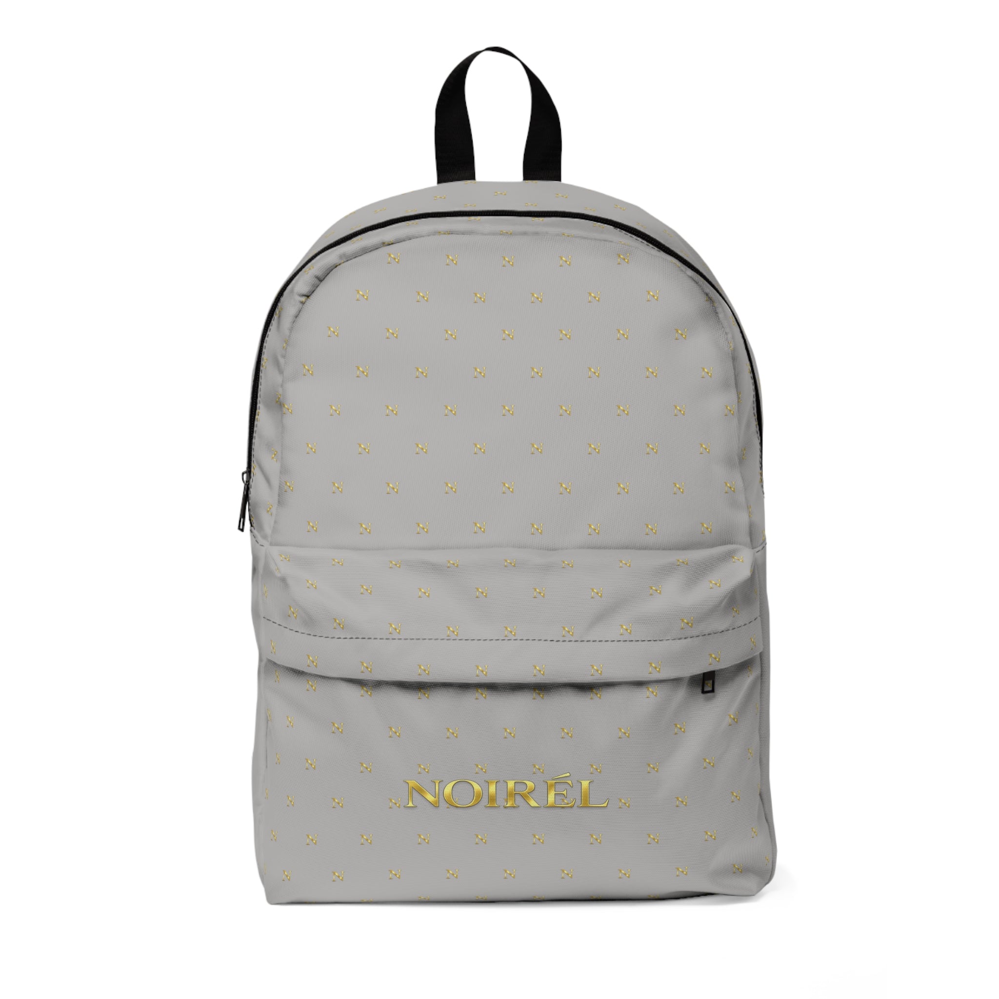 NOIRÉL Monogram Backpack — Grey & Gold Premium Daypack