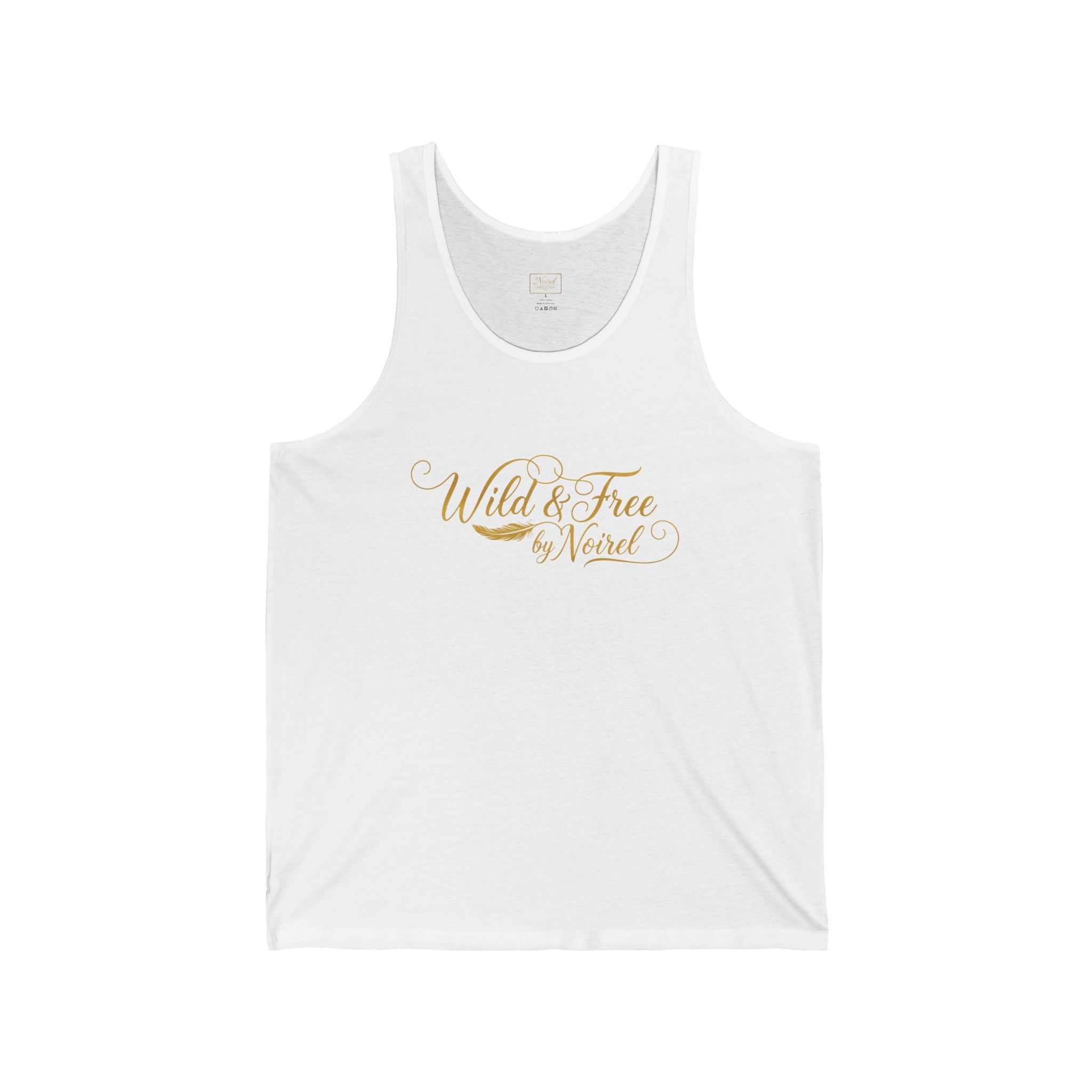 Tank Top — "Wild & Free by Nature" Gold Script Summer Tank