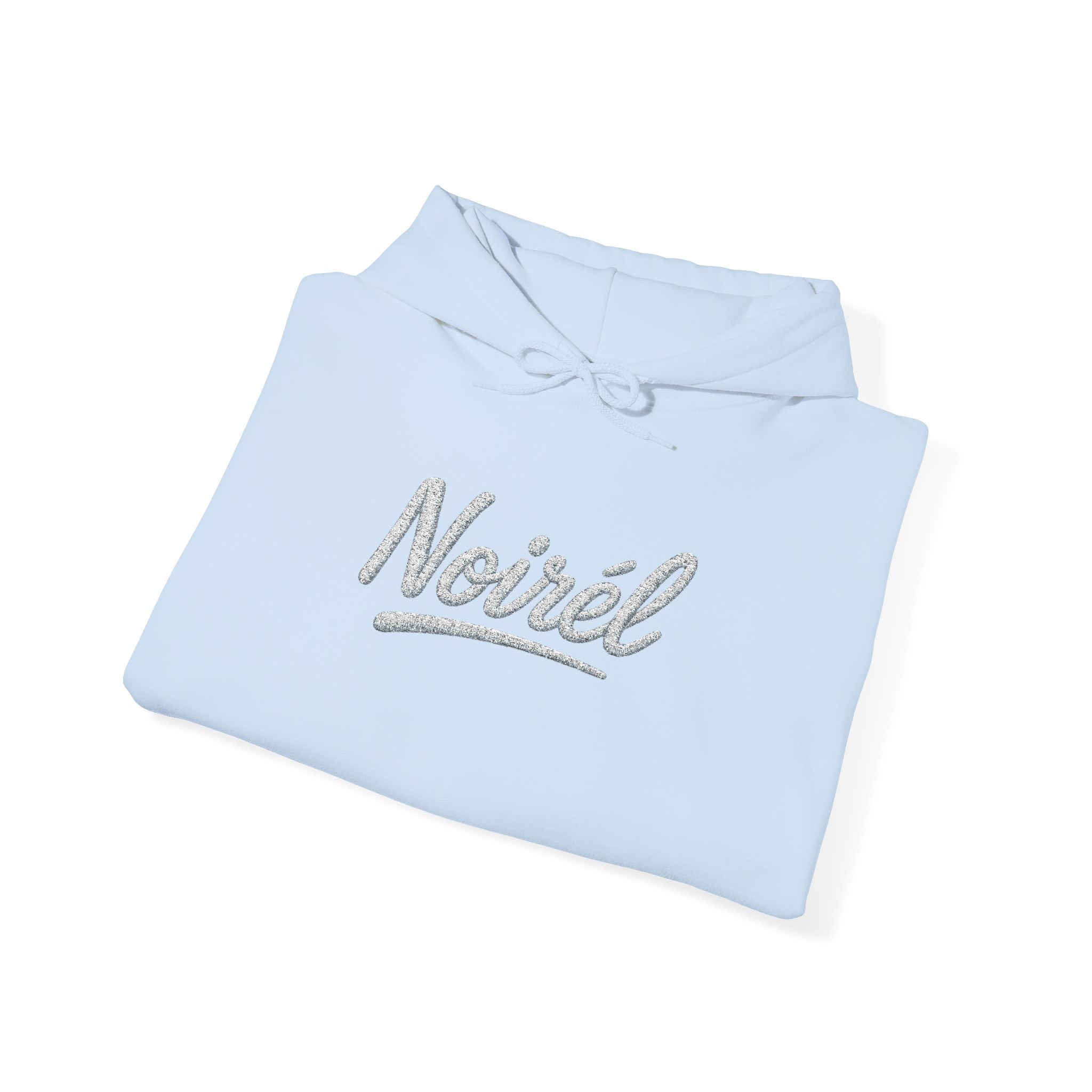 NOIRÉL Script Hoodie – Weiß gesticktes Logo
