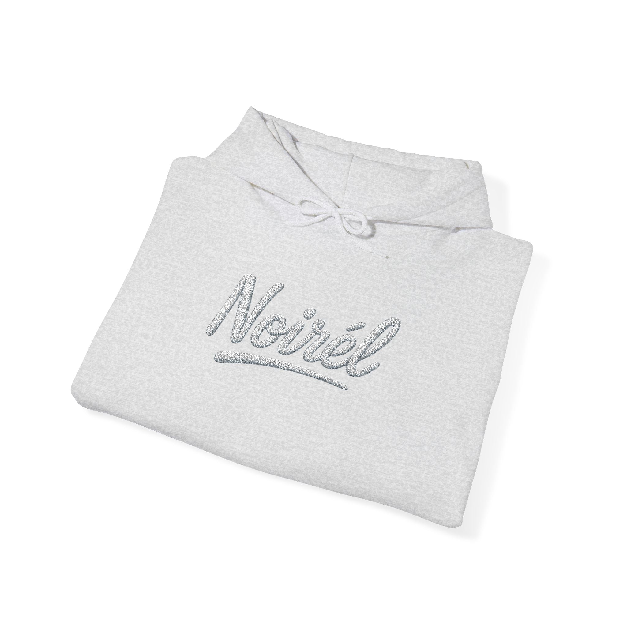 NOIRÉL Script Hoodie – Weiß gesticktes Logo