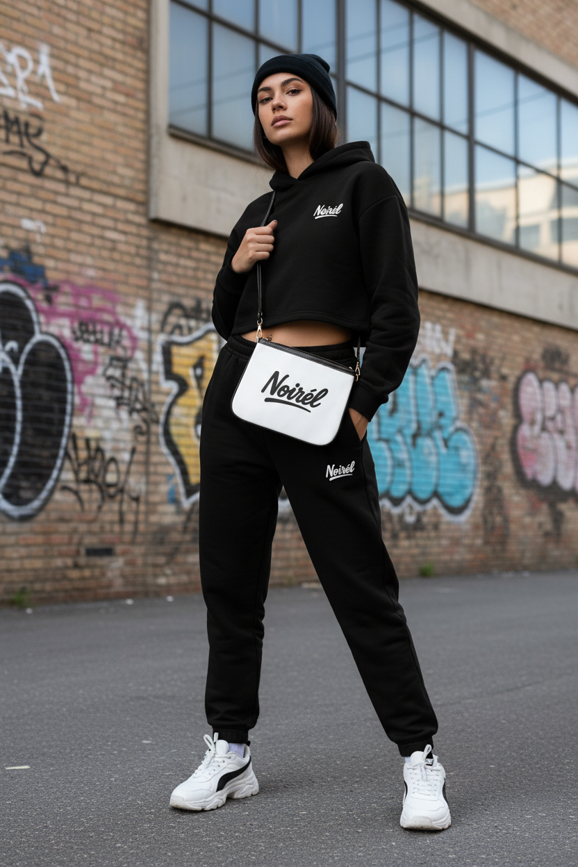 NOIRÉL Shoulder Bag – Schwarz Script Print