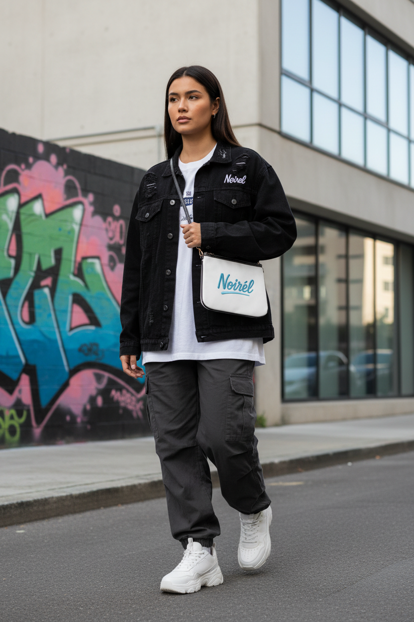 NOIRÉL Shoulder Bag – Hellblau Script Print
