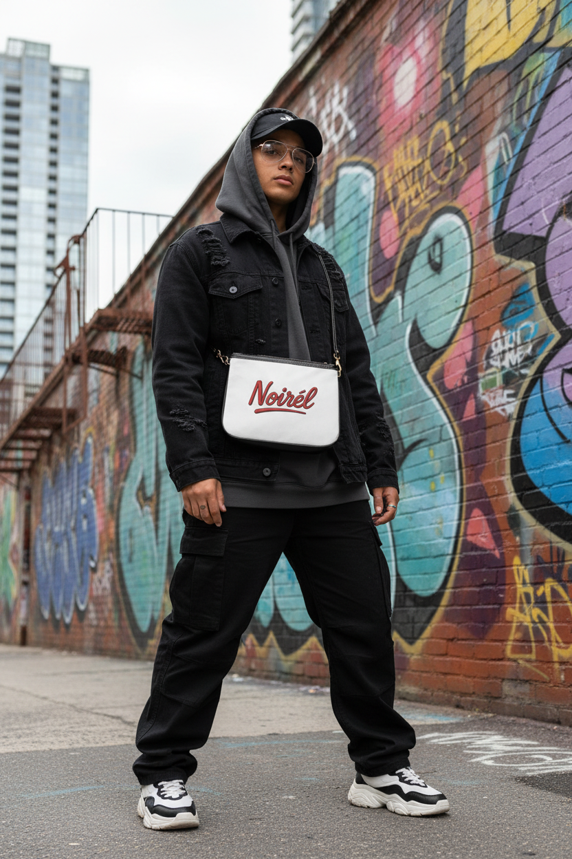 Noirél Shoulder Bag — Retro Script Small Crossbody Purse