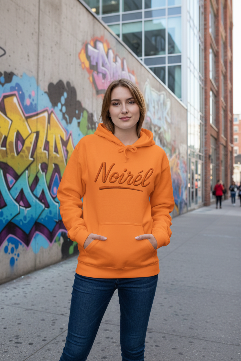NOIRÉL Hoodie – Orange Script Print