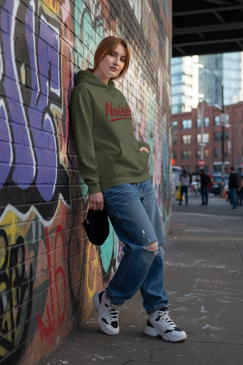 NOIRÉL Hoodie – Script Logo Red Print