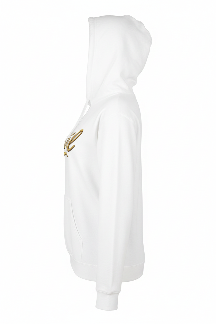 Novel Script Hoodie | Gold Lettering Sweatshirt Design