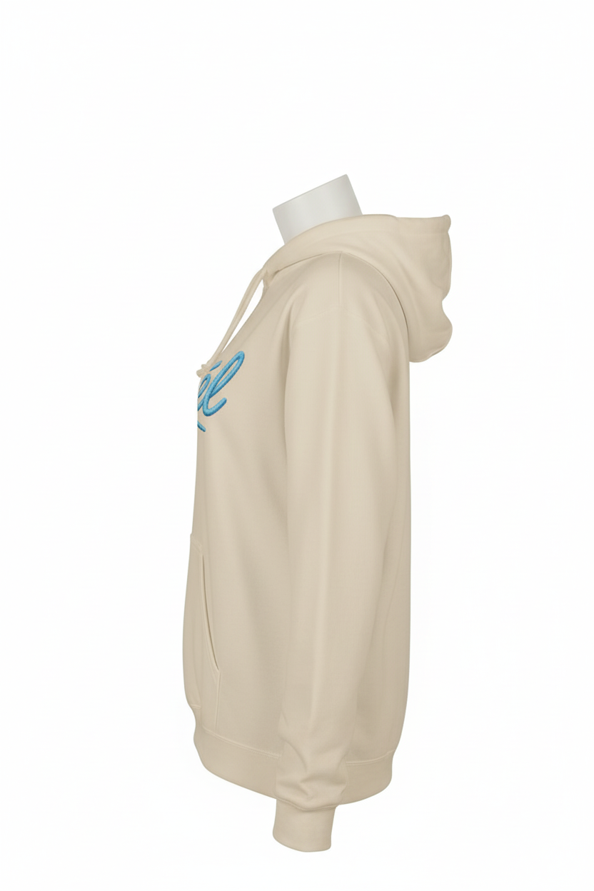 Noirél Script Logo Hoodie | Retro Blue Brush Lettering