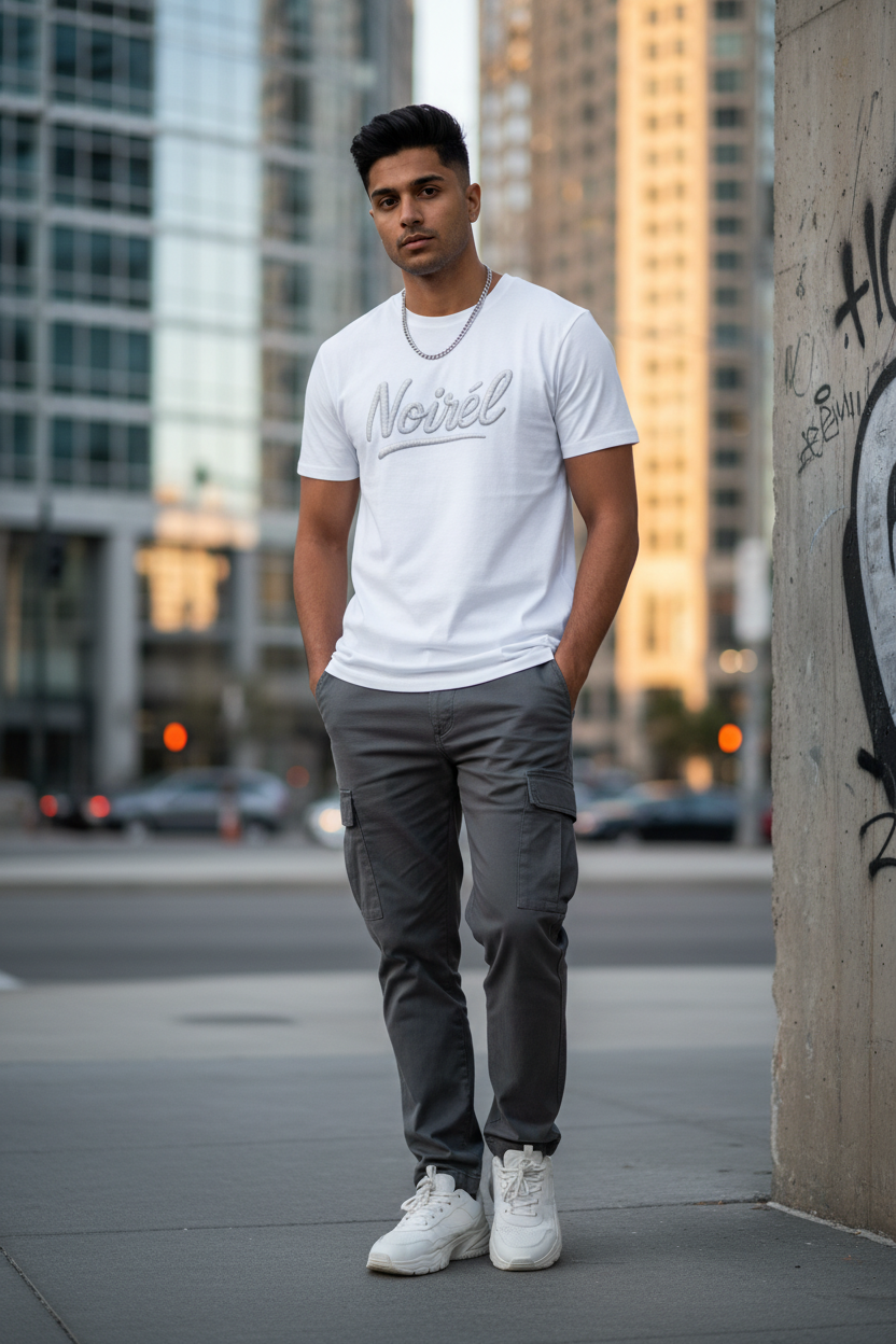 NOIRÉL T-Shirt – White Script Print