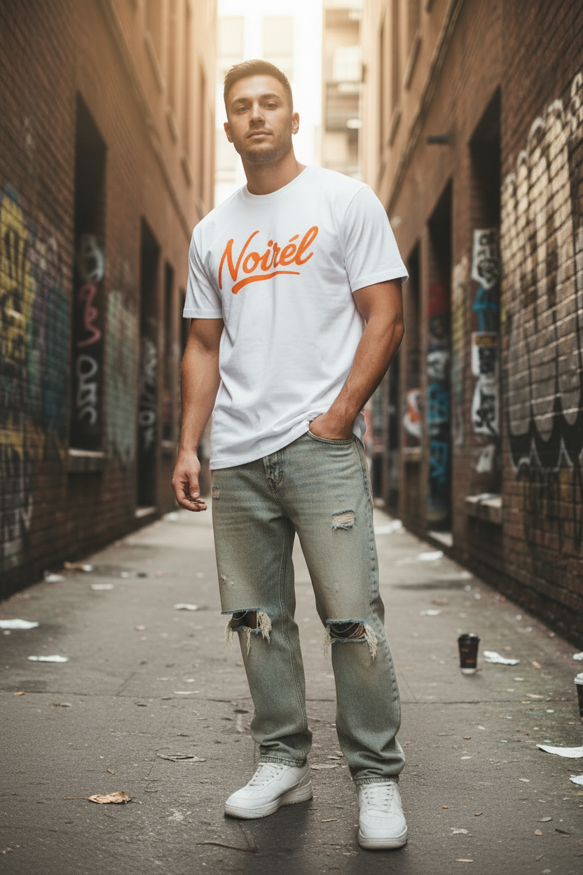 NOIRÉL T-Shirt – Orange Script Print