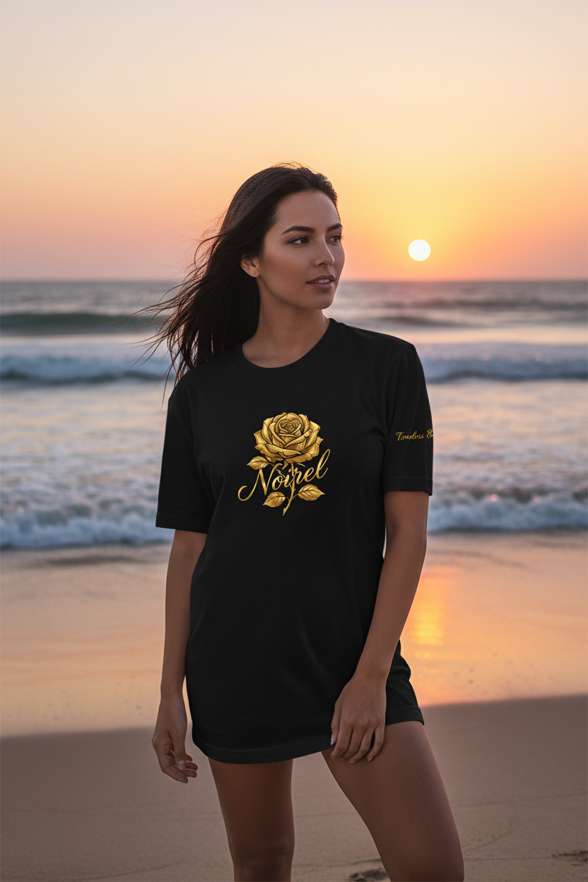 Gold Rose 'Angel' T‑Shirt — Vintage Floral Graphic Tee