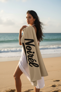 NOIRÉL Script Beach Towel – Premium Beach Towel with Black Script Logo