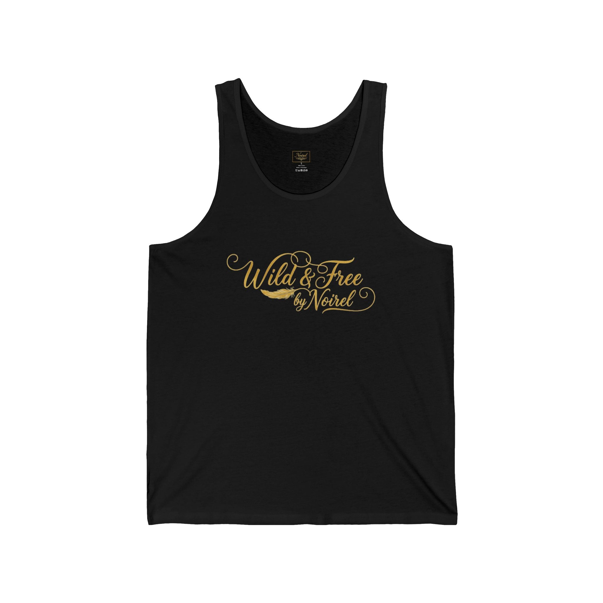 Tank Top — "Wild & Free by Nature" Gold Script Summer Tank